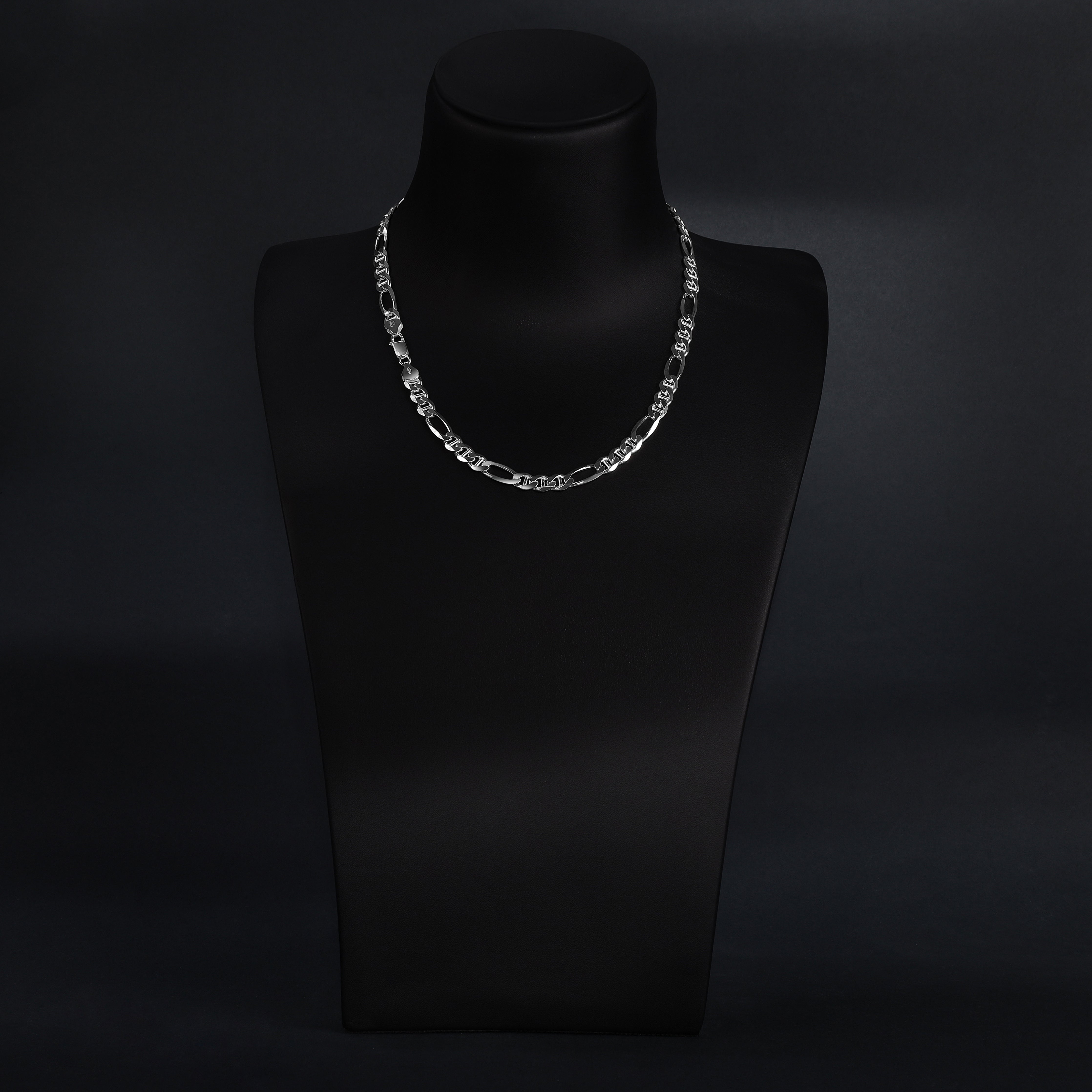 7mm Figarokette aus 925 Sterlingsilber
