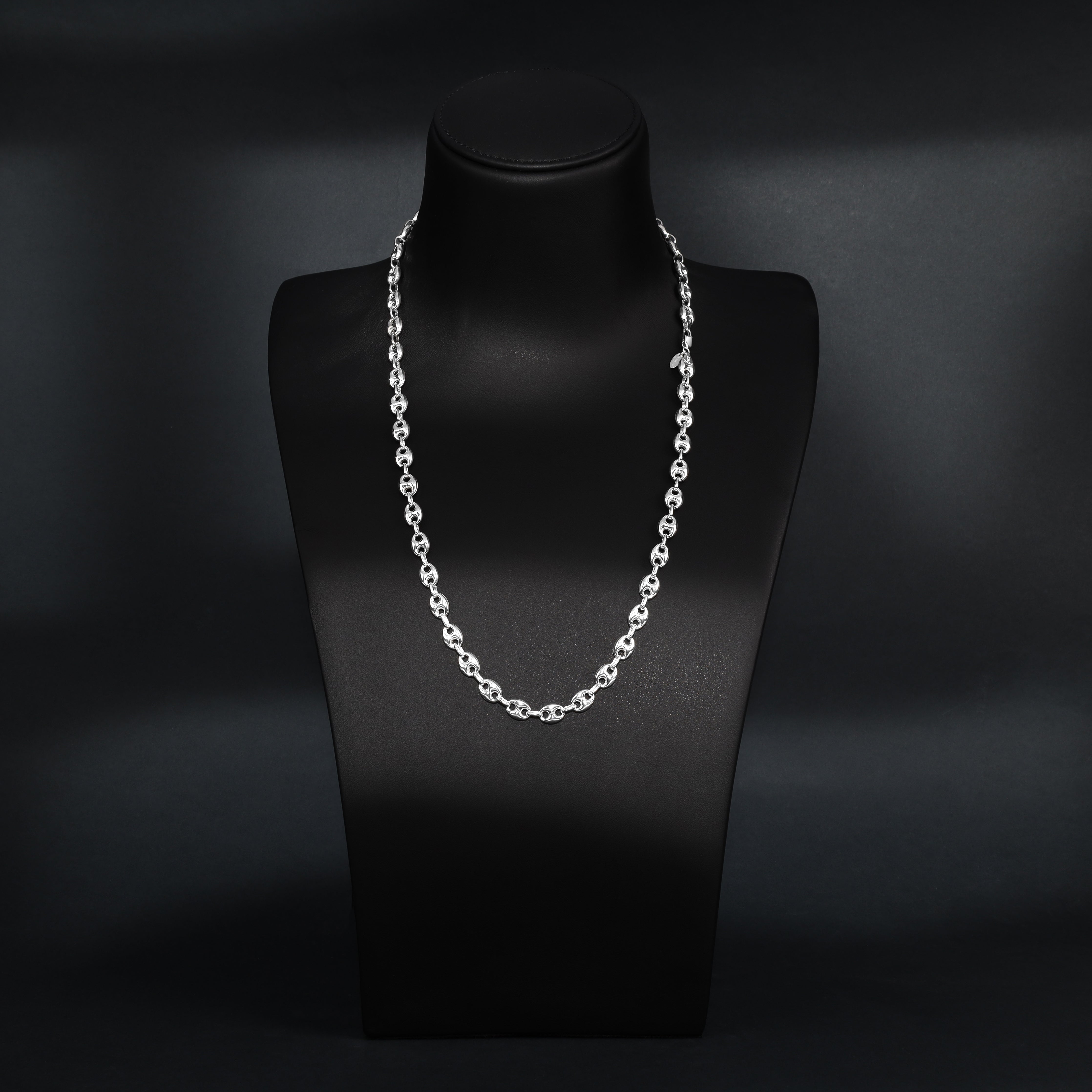 8mm Bohnenkette 65cm aus 925 Sterlingsilber