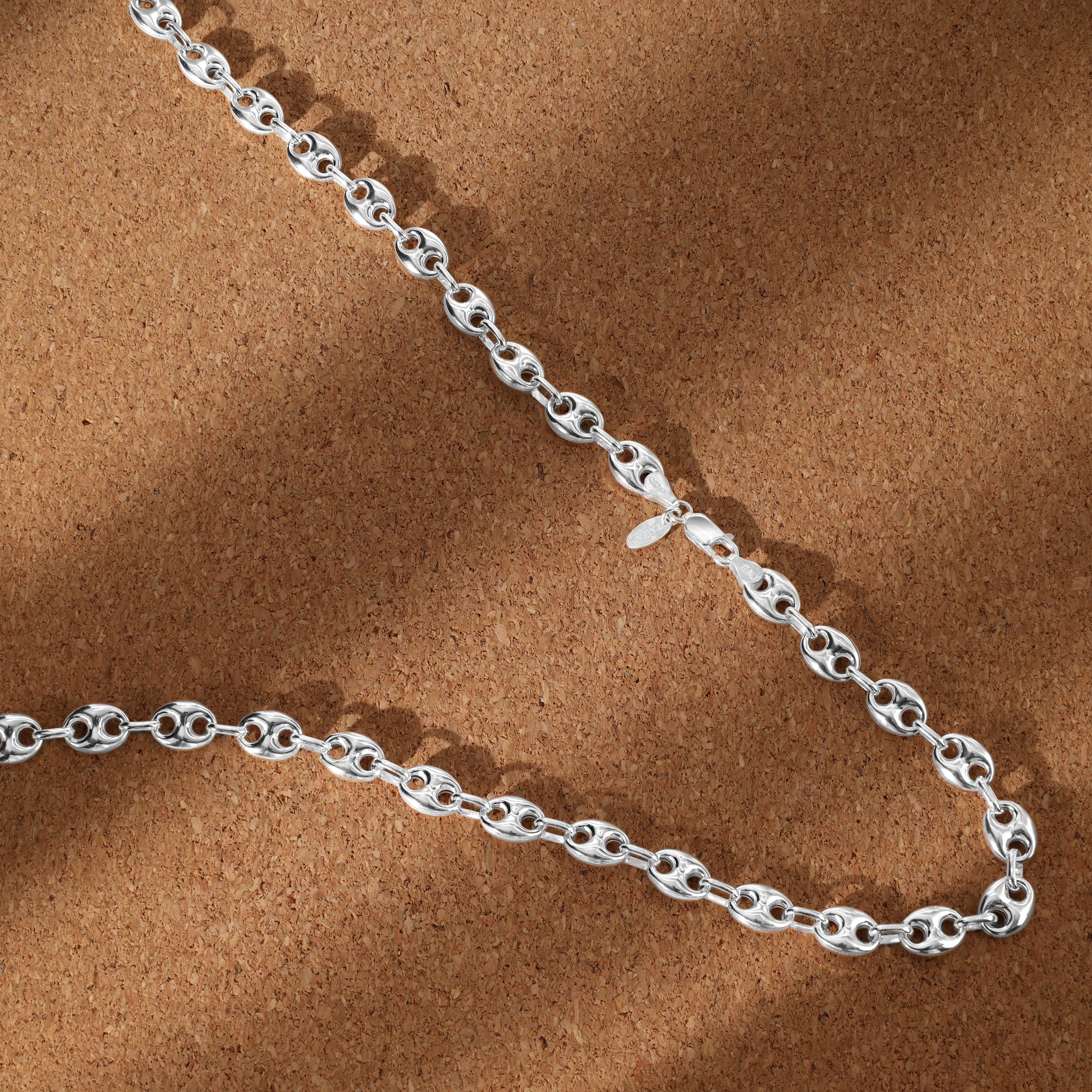 8mm Bohnenkette 65cm aus 925 Sterlingsilber