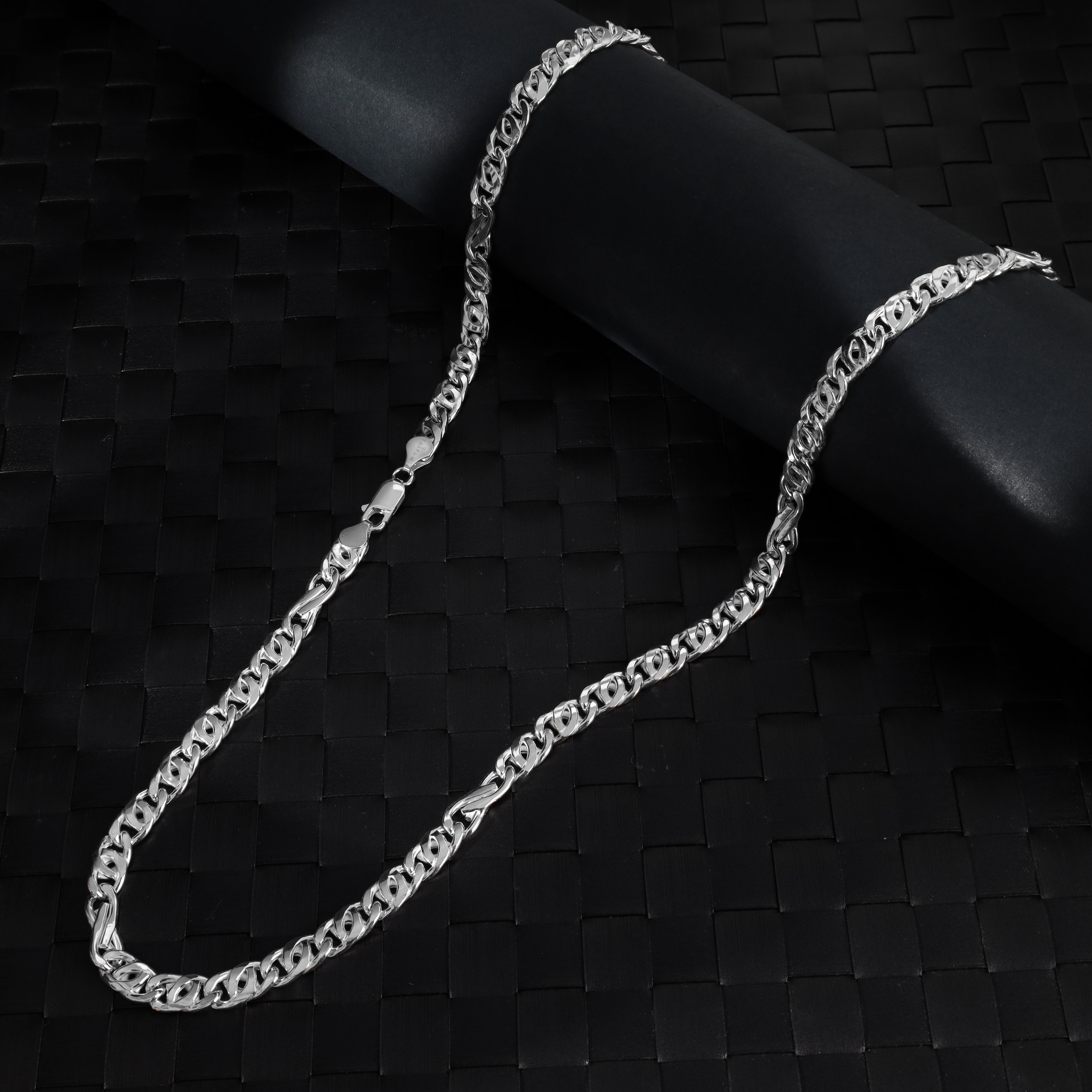 7mm 70cm Tigerauge Kette 925 Silber