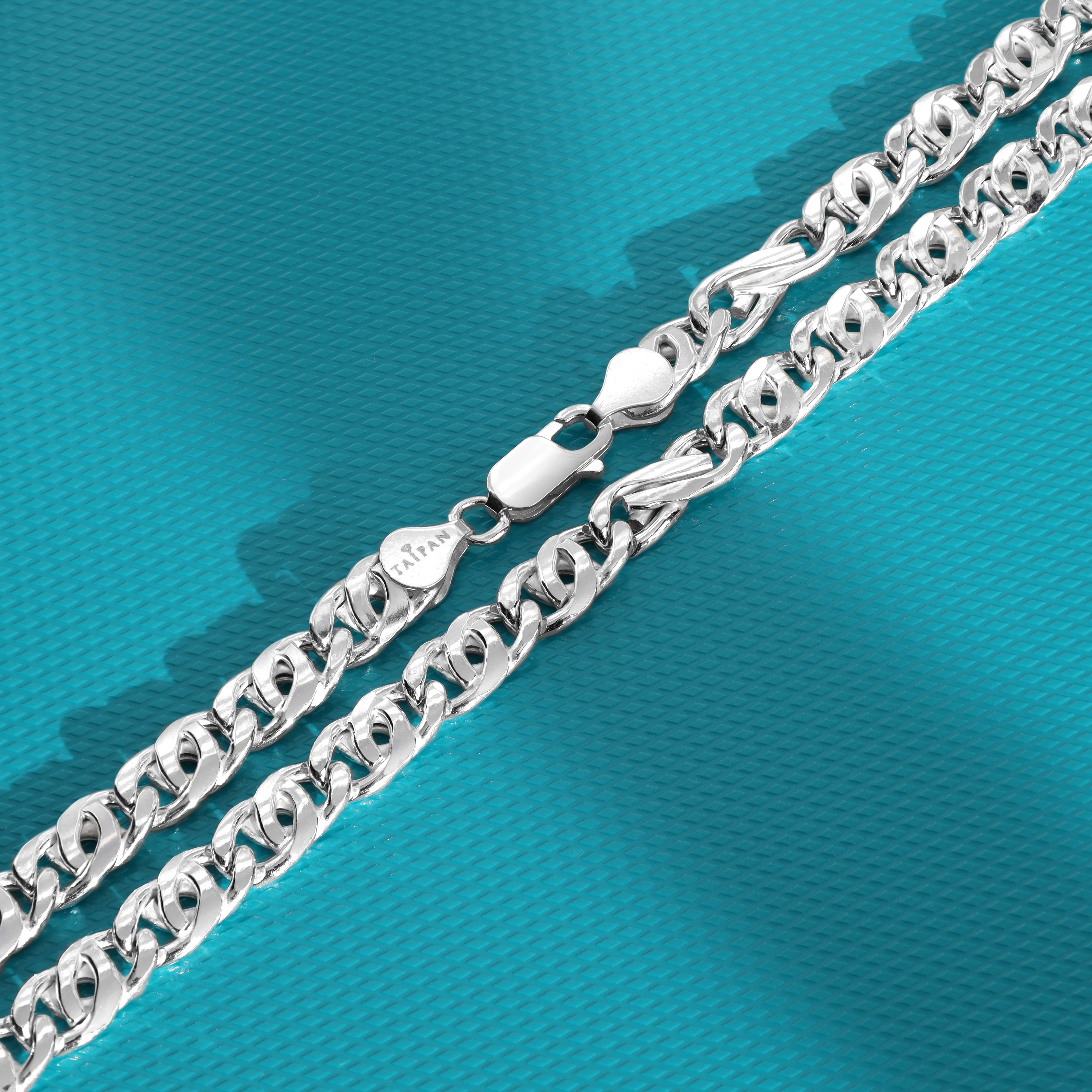7mm 70cm Tigerauge Kette 925 Silber