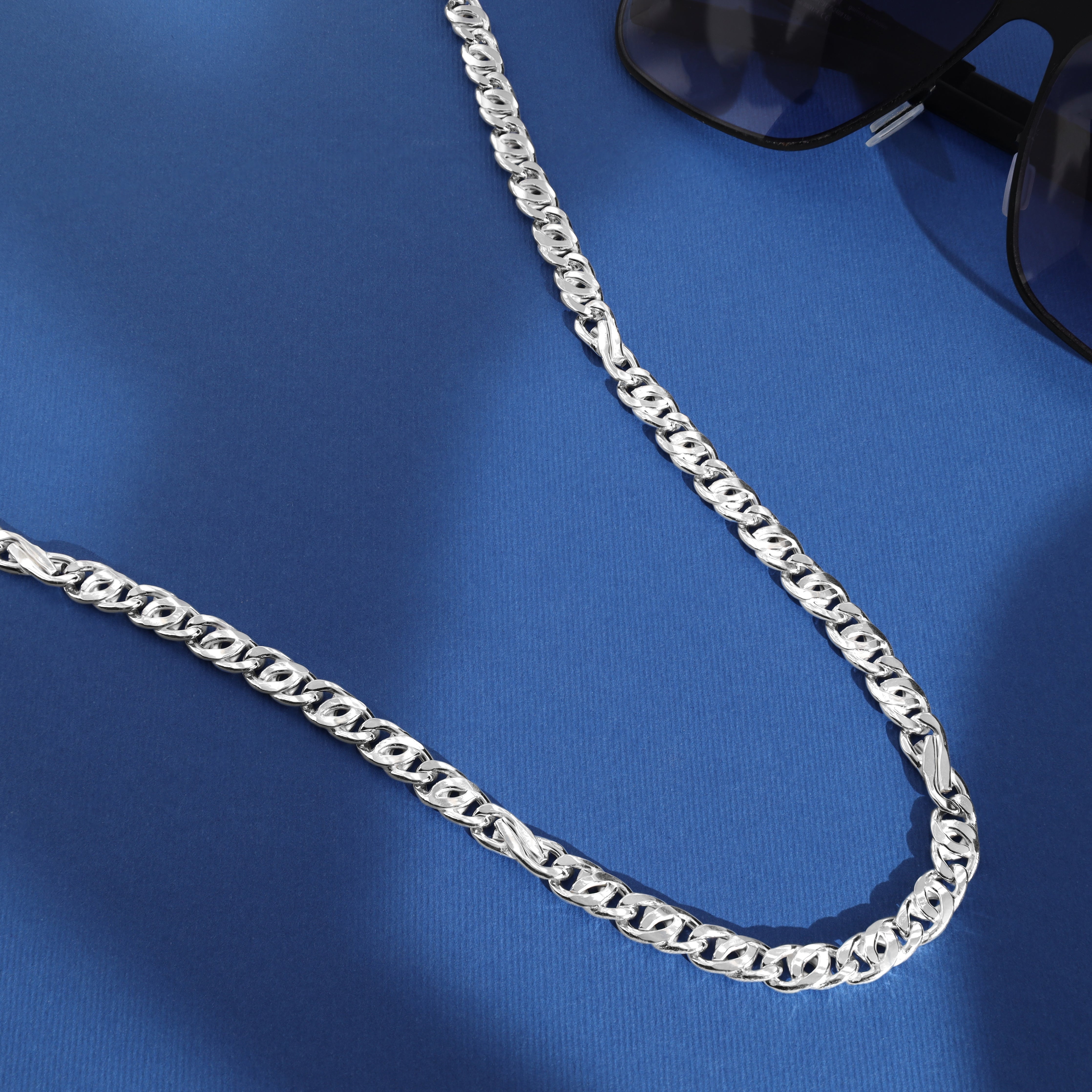7mm 70cm Tigerauge Kette 925 Silber