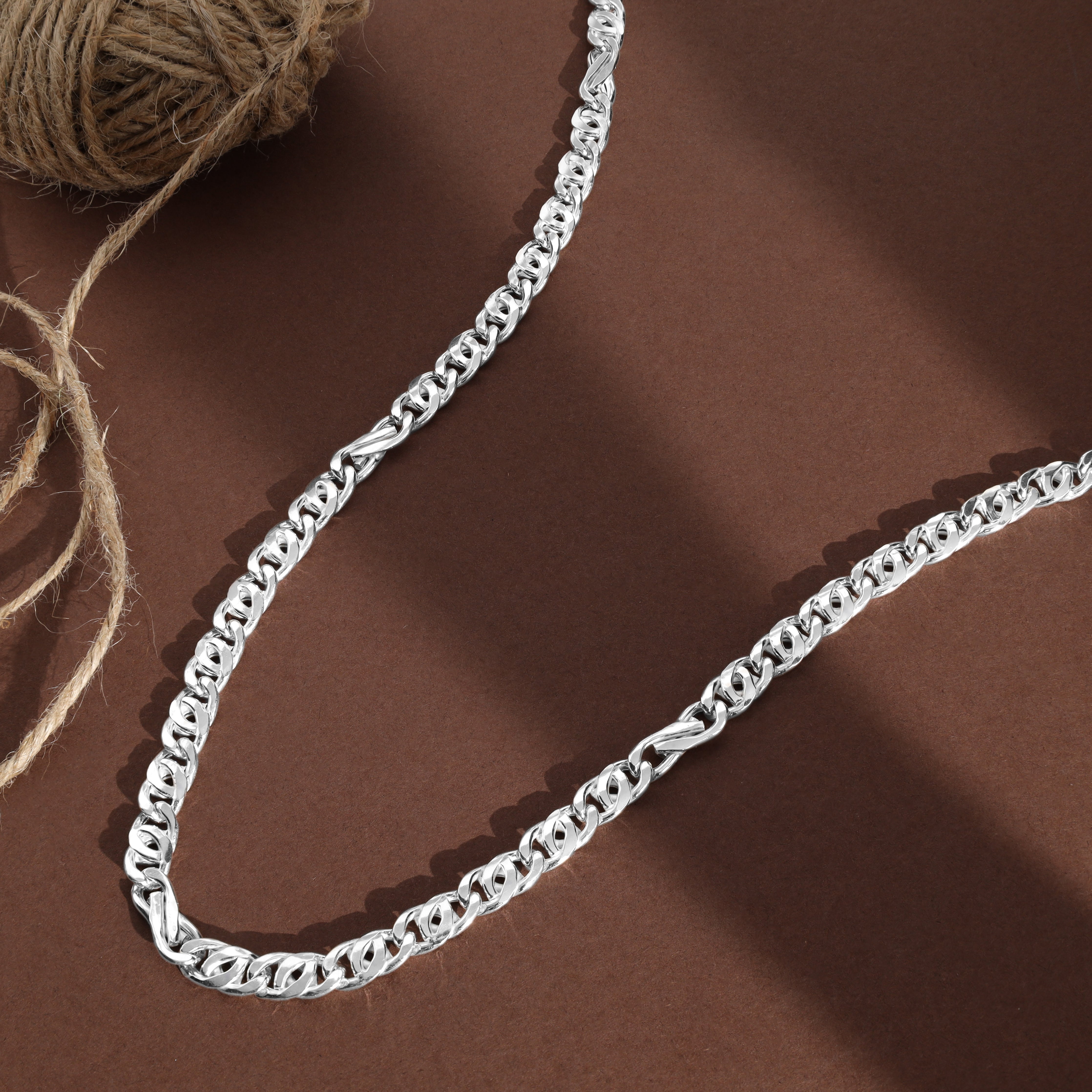 7mm 70cm Tigerauge Kette 925 Silber