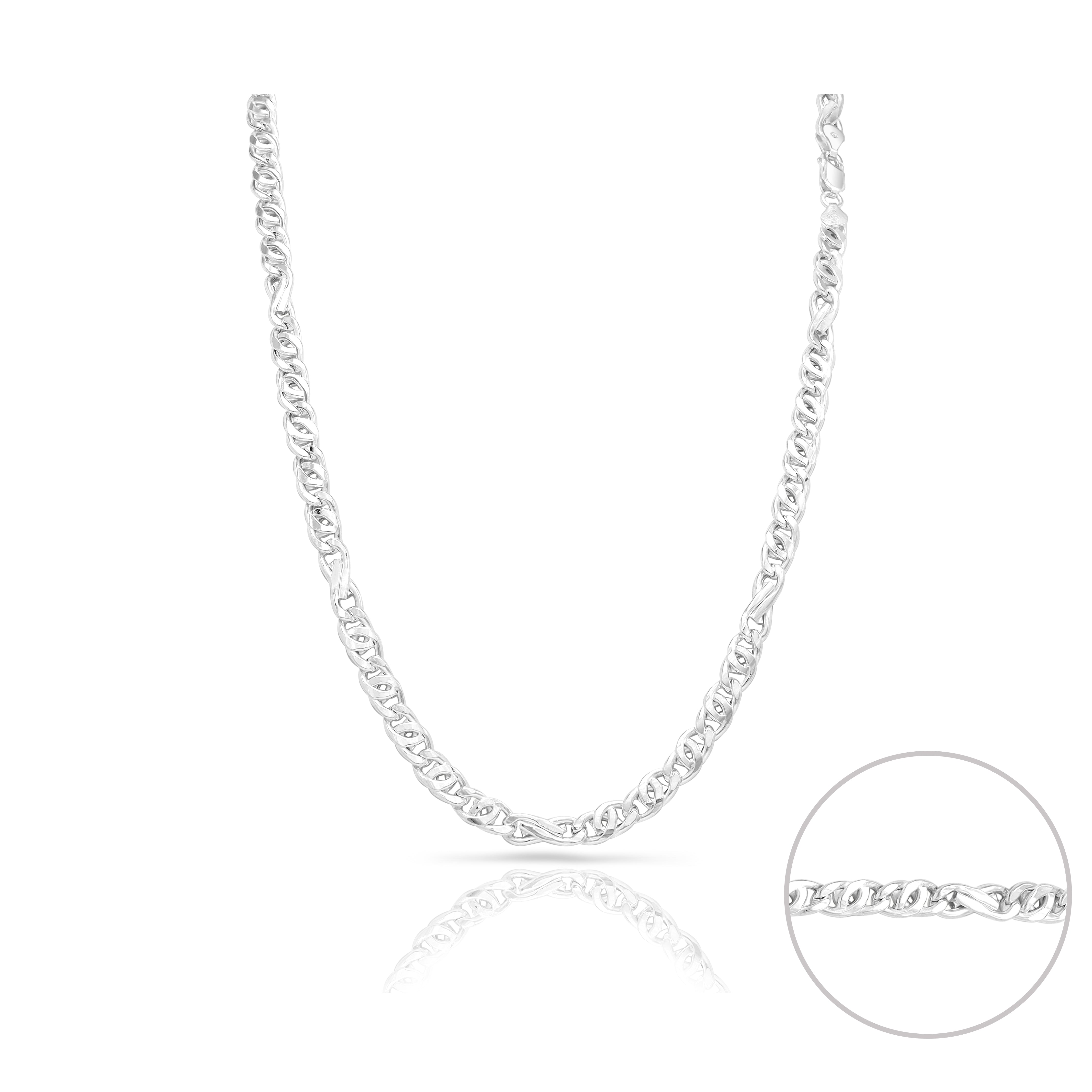 7mm 70cm Tigerauge Kette 925 Silber