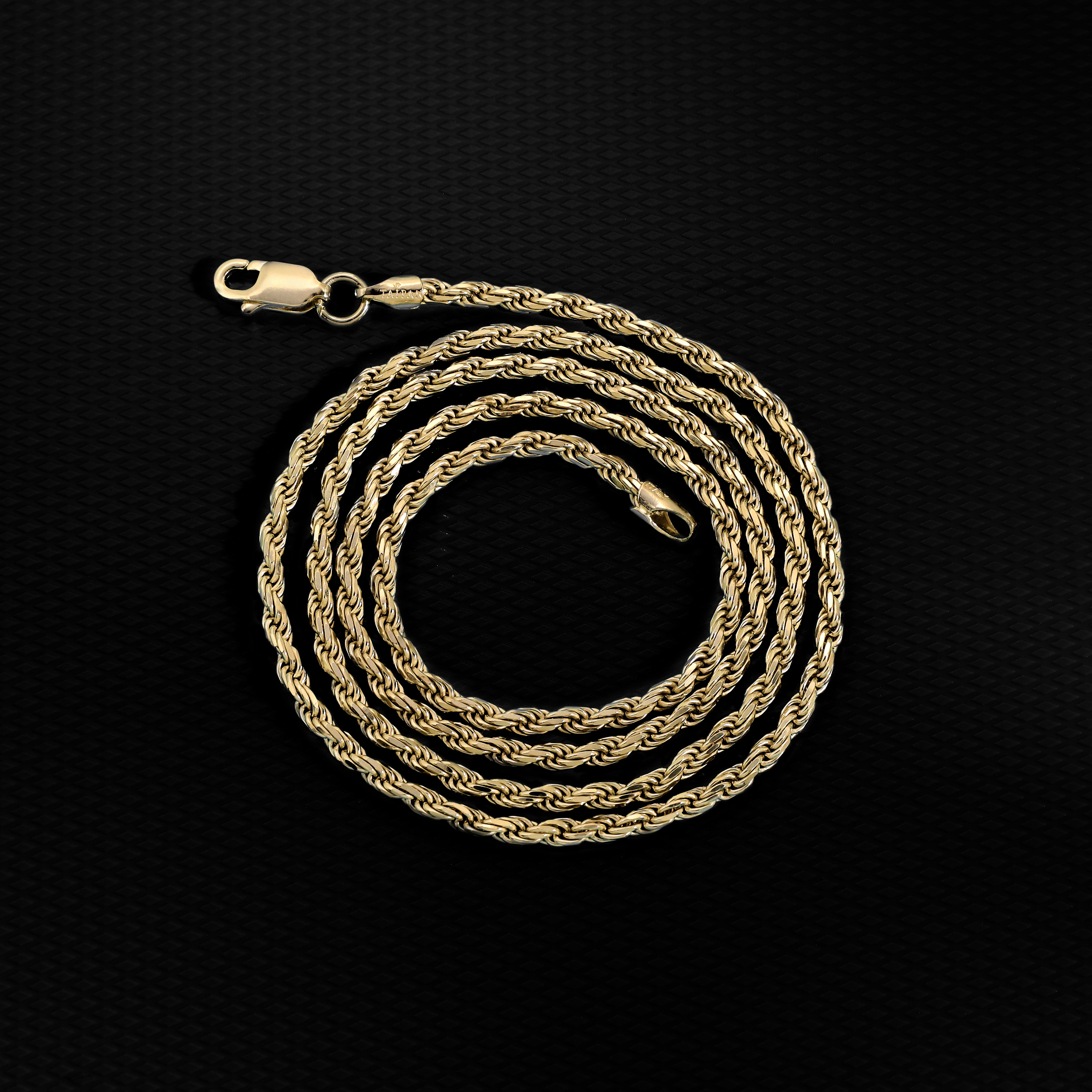 Vergoldete Kordelkette Rope Chain  2,3mm 60cm lang 925 Sterling Silber (K808) - Taipan Schmuck