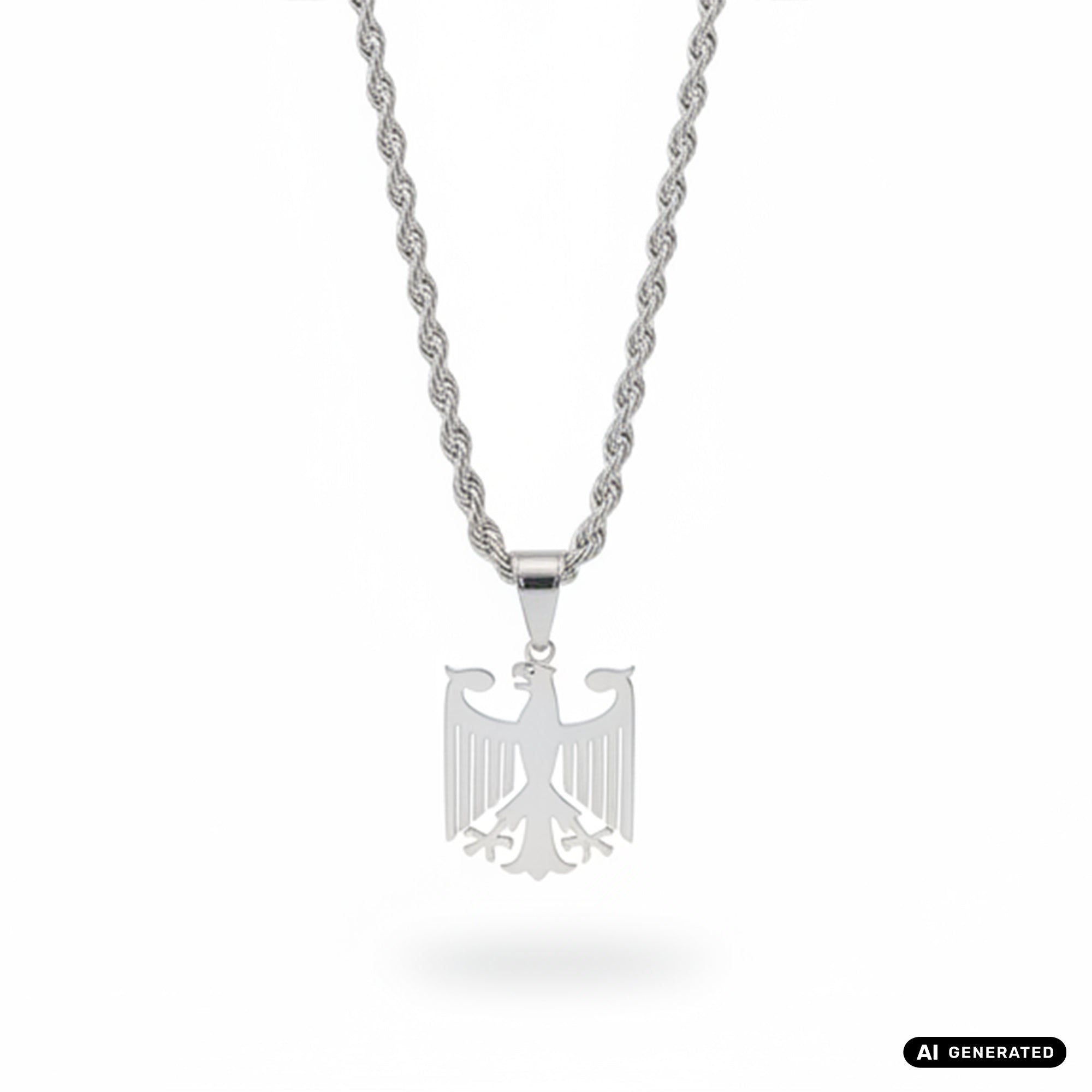 Set - Deutscher Adler + 5mm Kordelkette aus Edelstahl