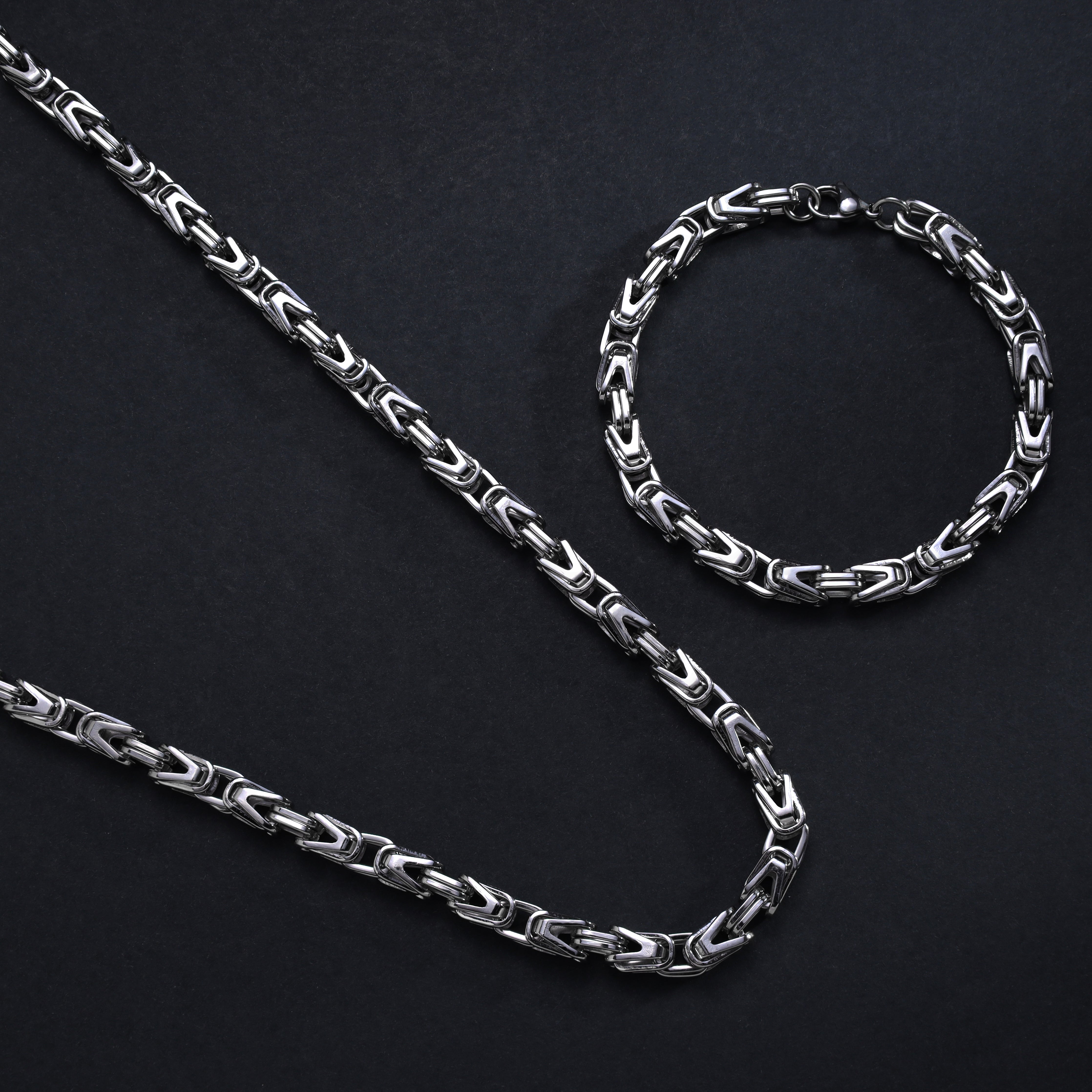 Set - Necklace + Bracelet 6mm King's Chain made of stainless steel