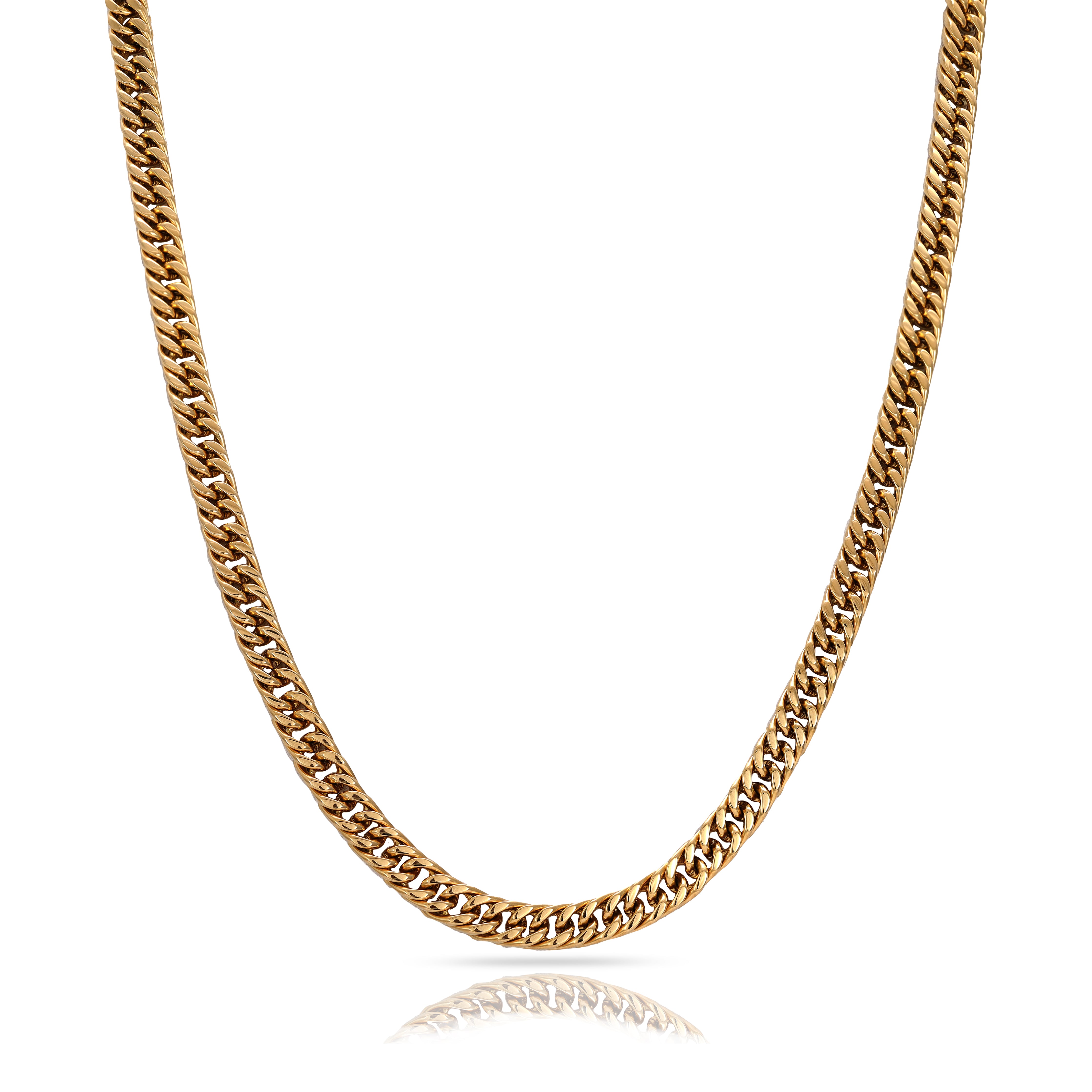 Double curb chain 6mm wide made of stainless steel 18K gold plated 