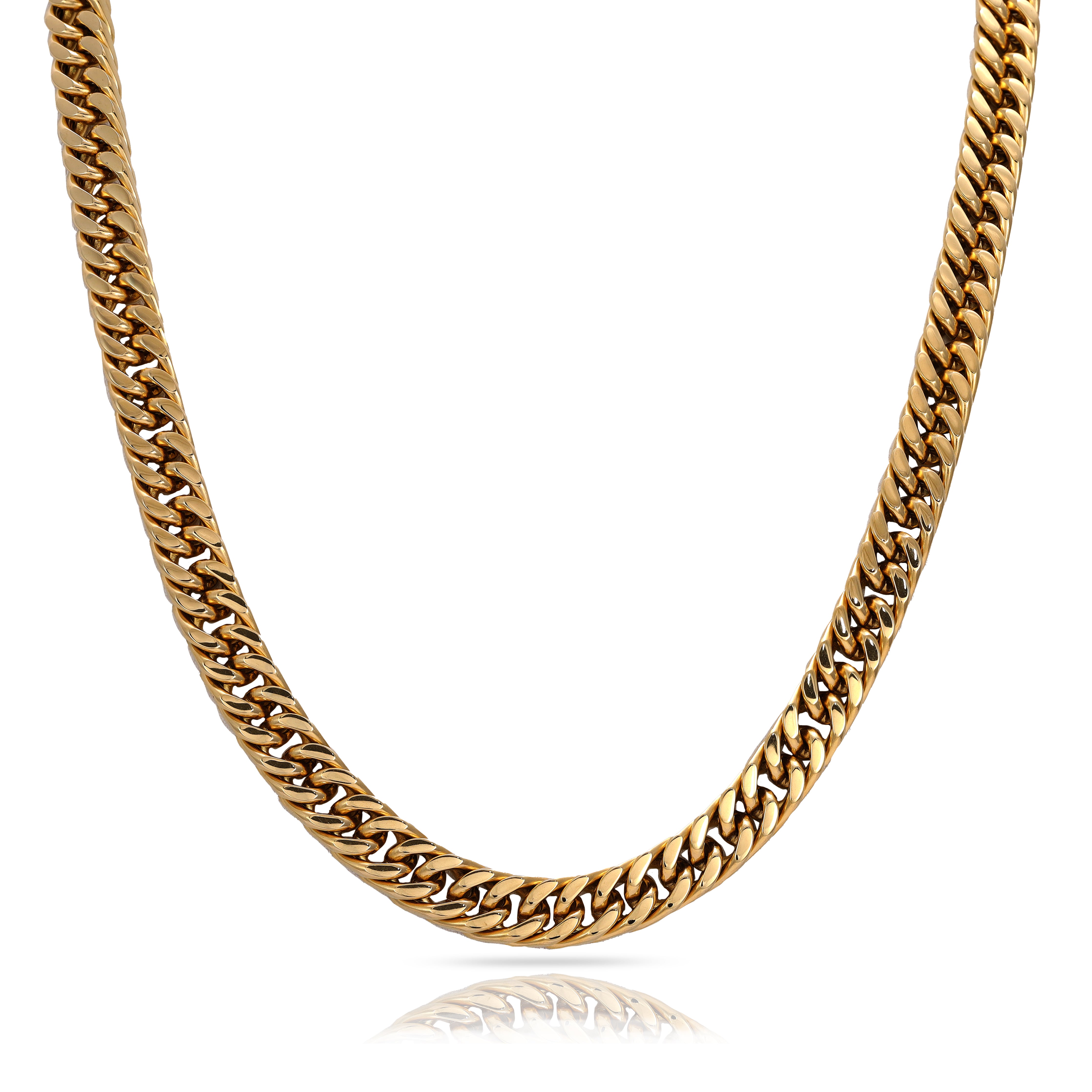 Double curb chain 8mm wide made of stainless steel 18K gold plated 