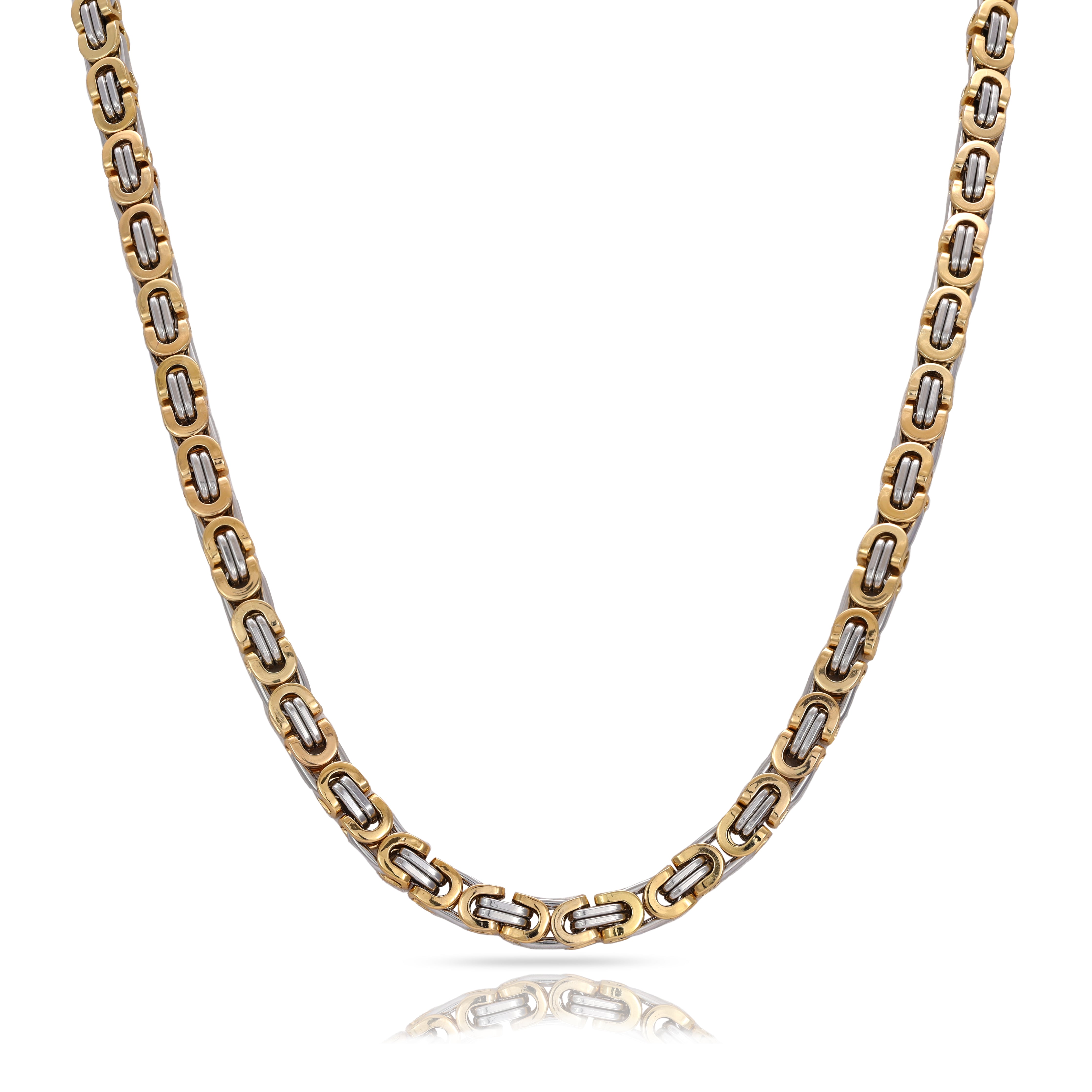 6mm bicolor Etruscan chain made of stainless steel 18K gold plated 