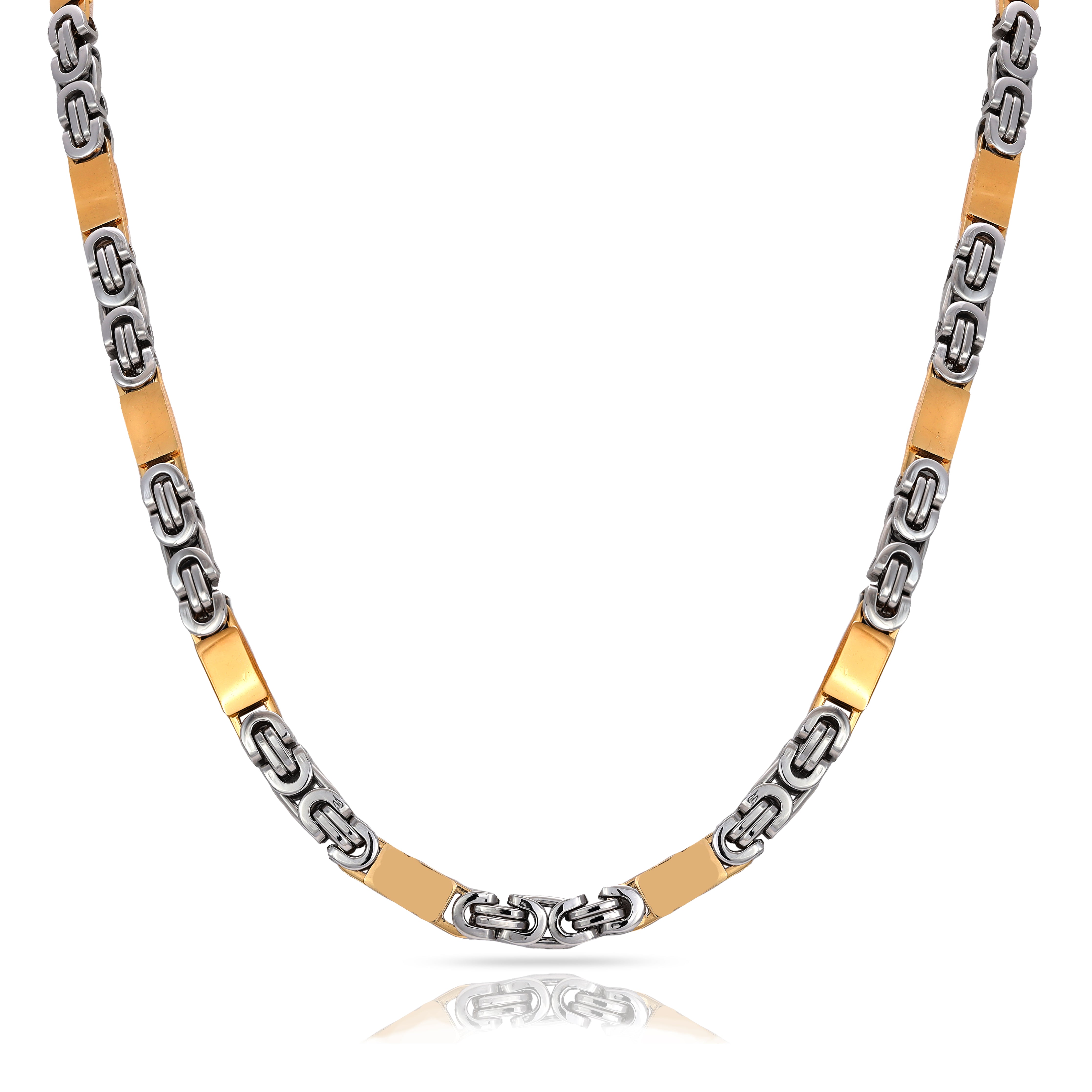 6mm bicolor Etruscan chain with blocks made of stainless steel 18K gold plated 