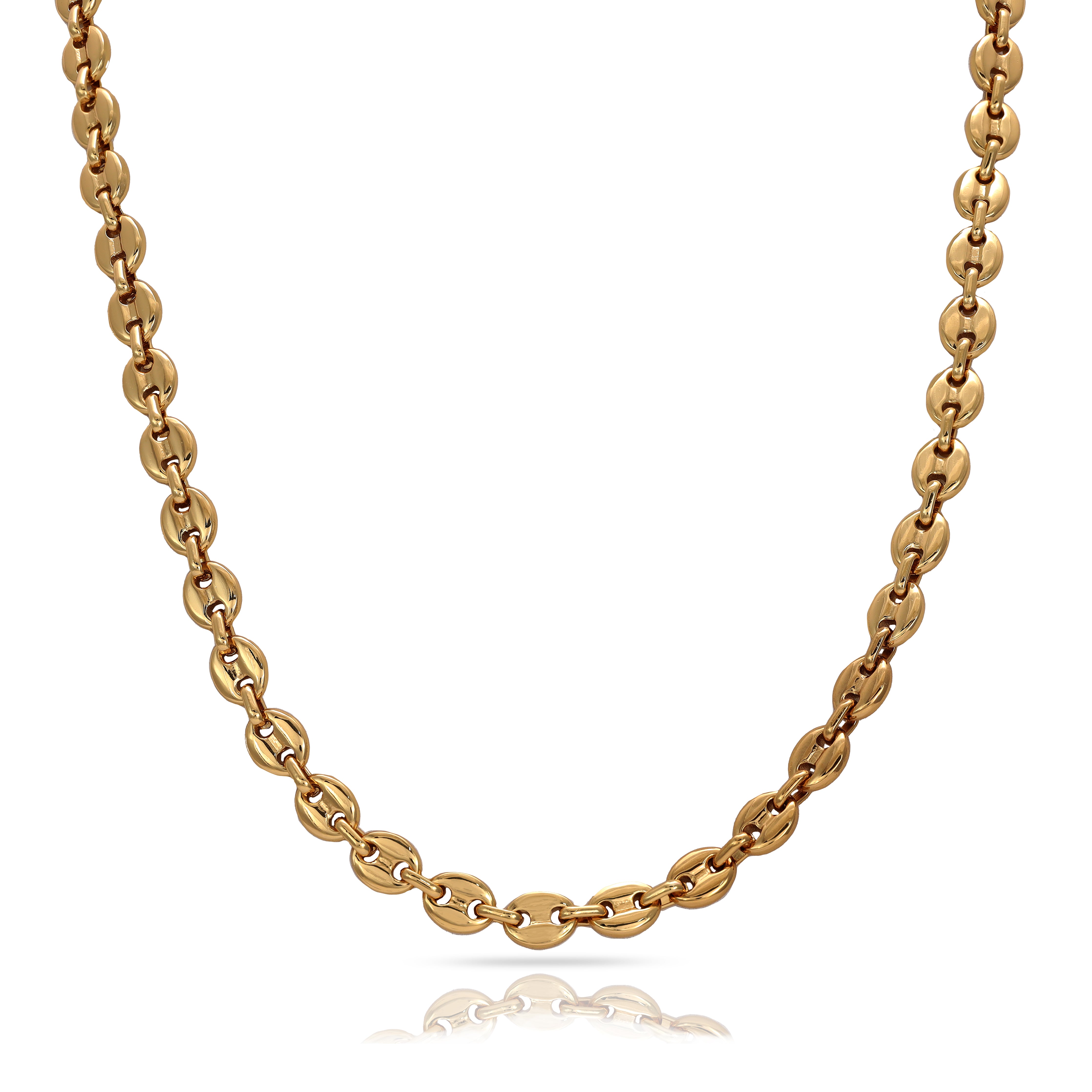 7mm bean chain made of stainless steel 18K gold plated 