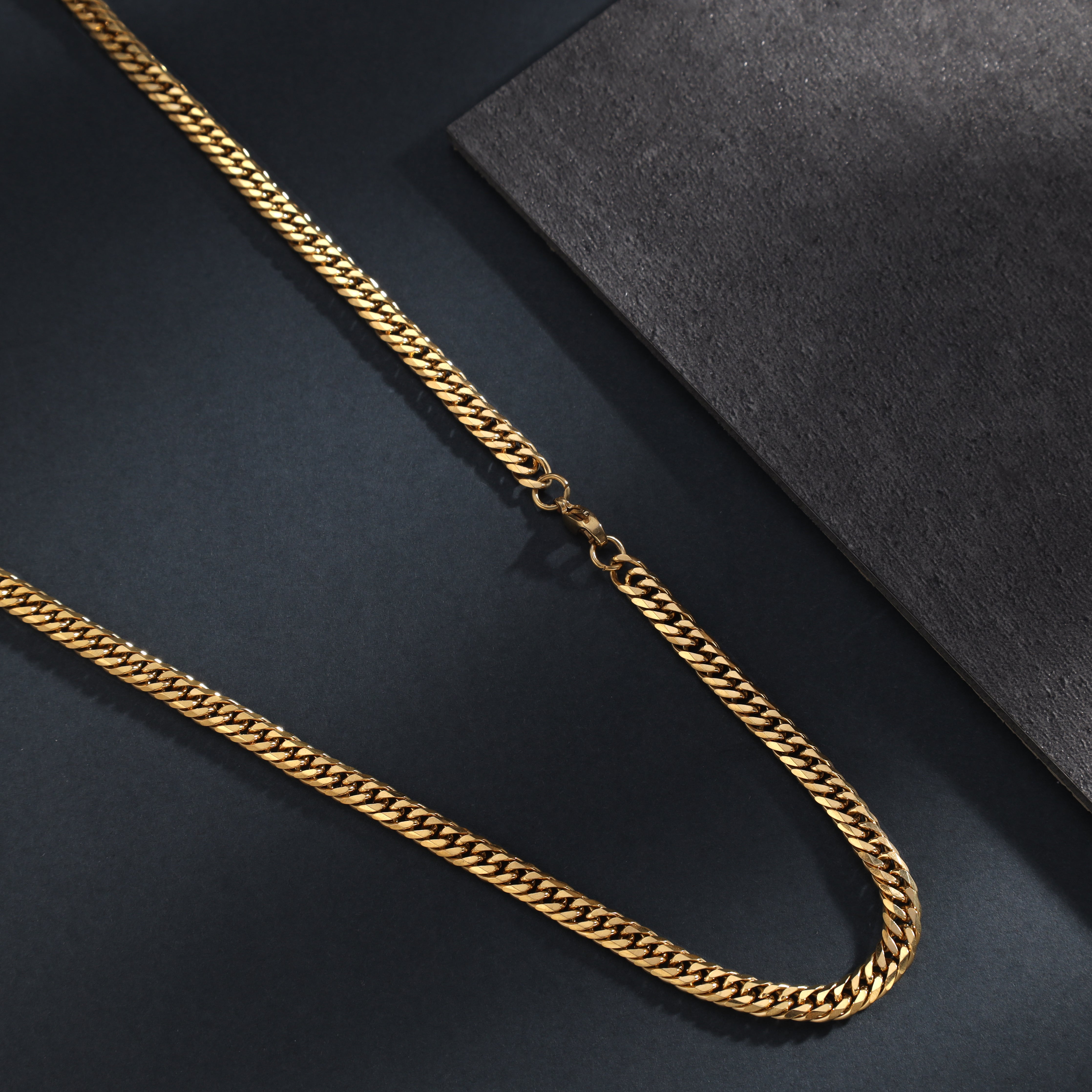 5mm double curb chain made of stainless steel 18K gold plated 