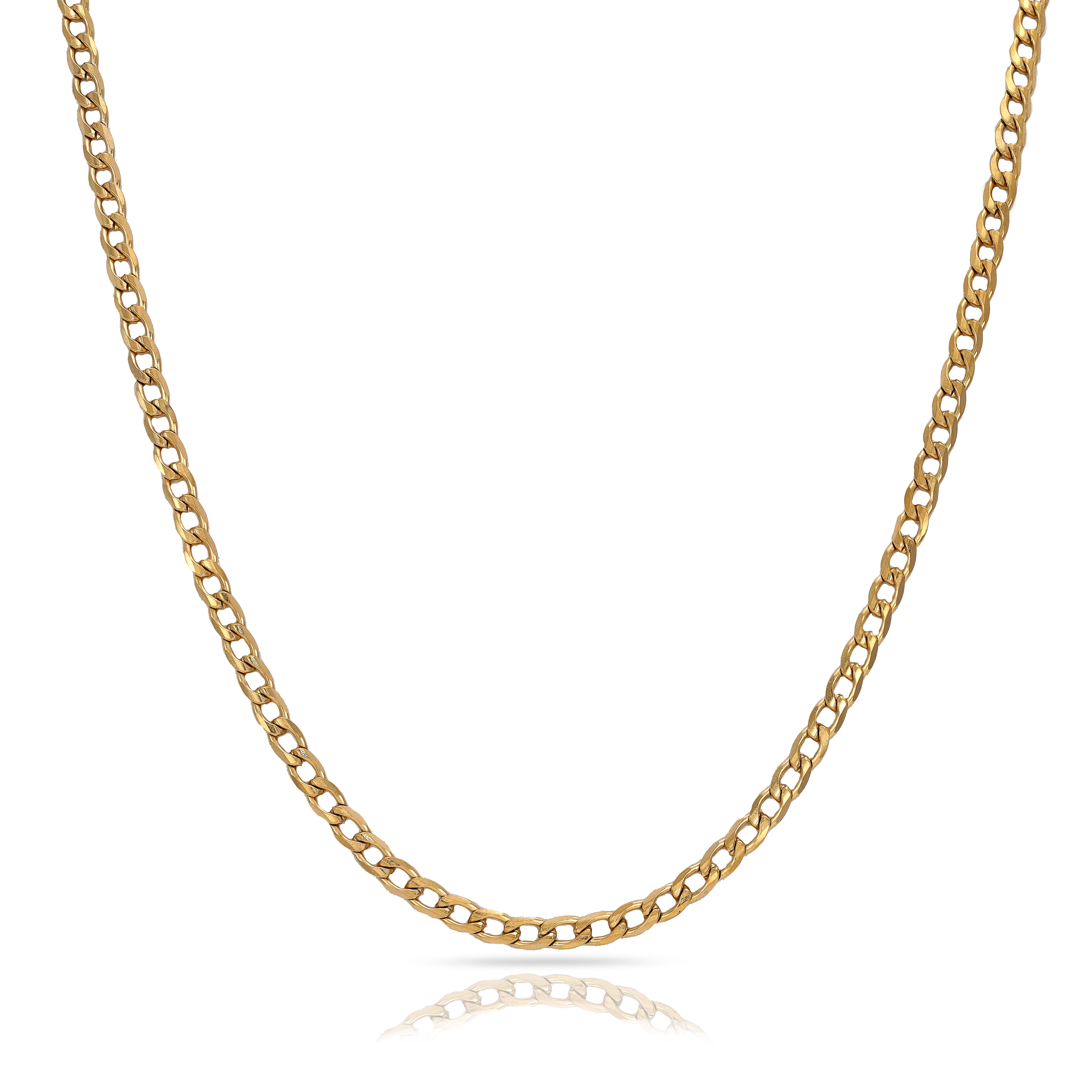 3mm curb chain made of stainless steel 18K gold plated 