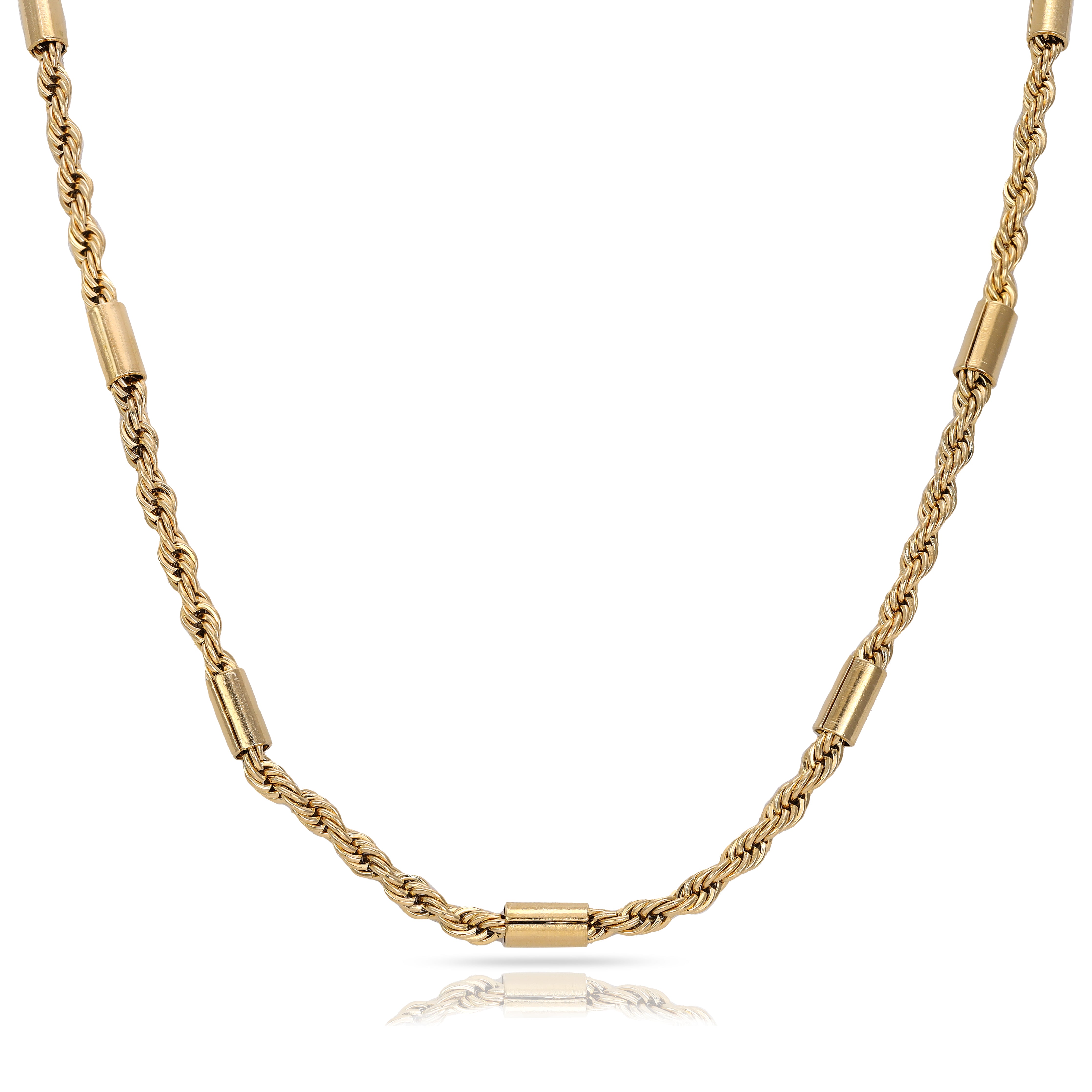 5mm cord chain - Bullet made of stainless steel 18K gold plated 