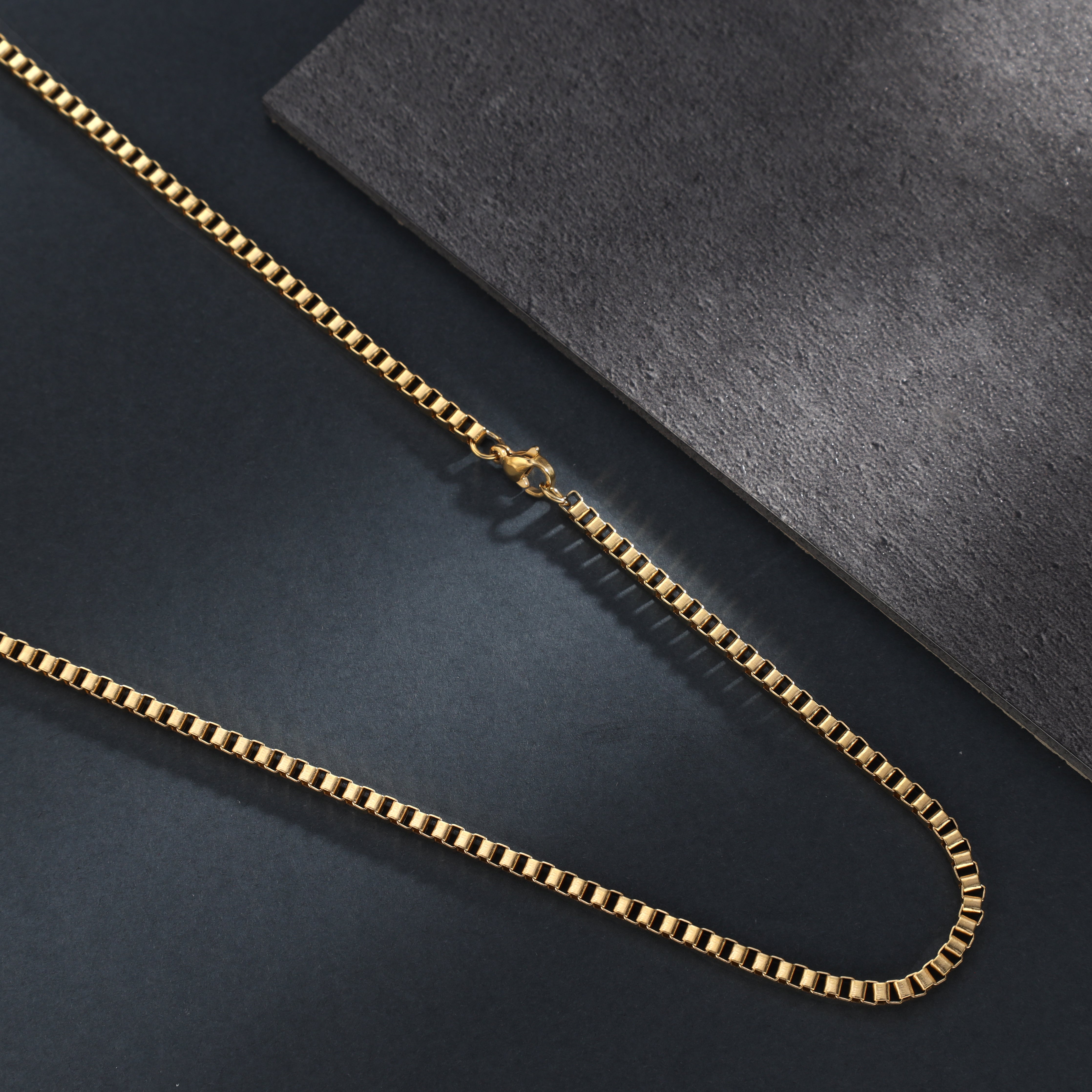 3mm box chain made of stainless steel 18K gold plated 