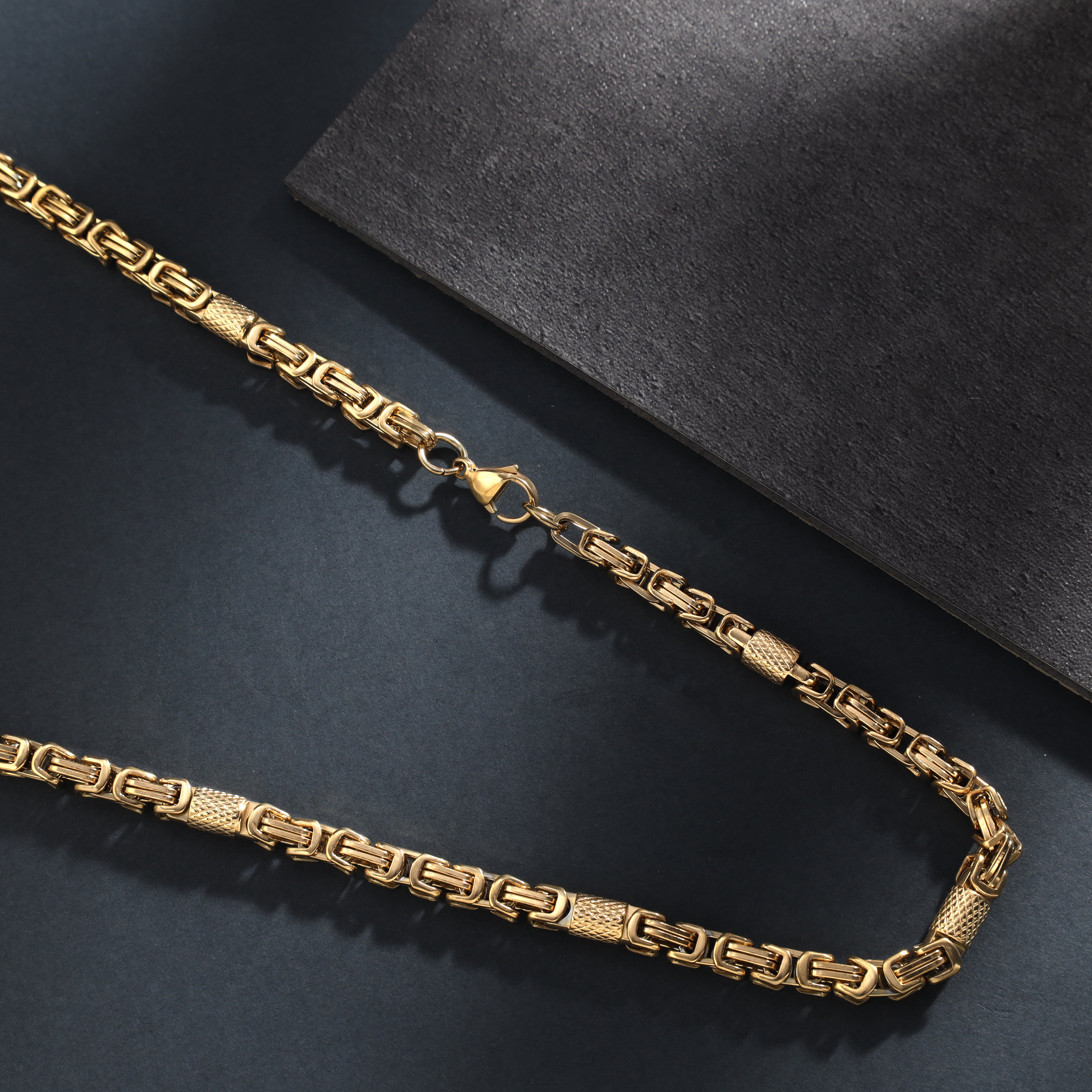 6mm king chain + Montecarlo 60cm long made of stainless steel 18K gold plated 