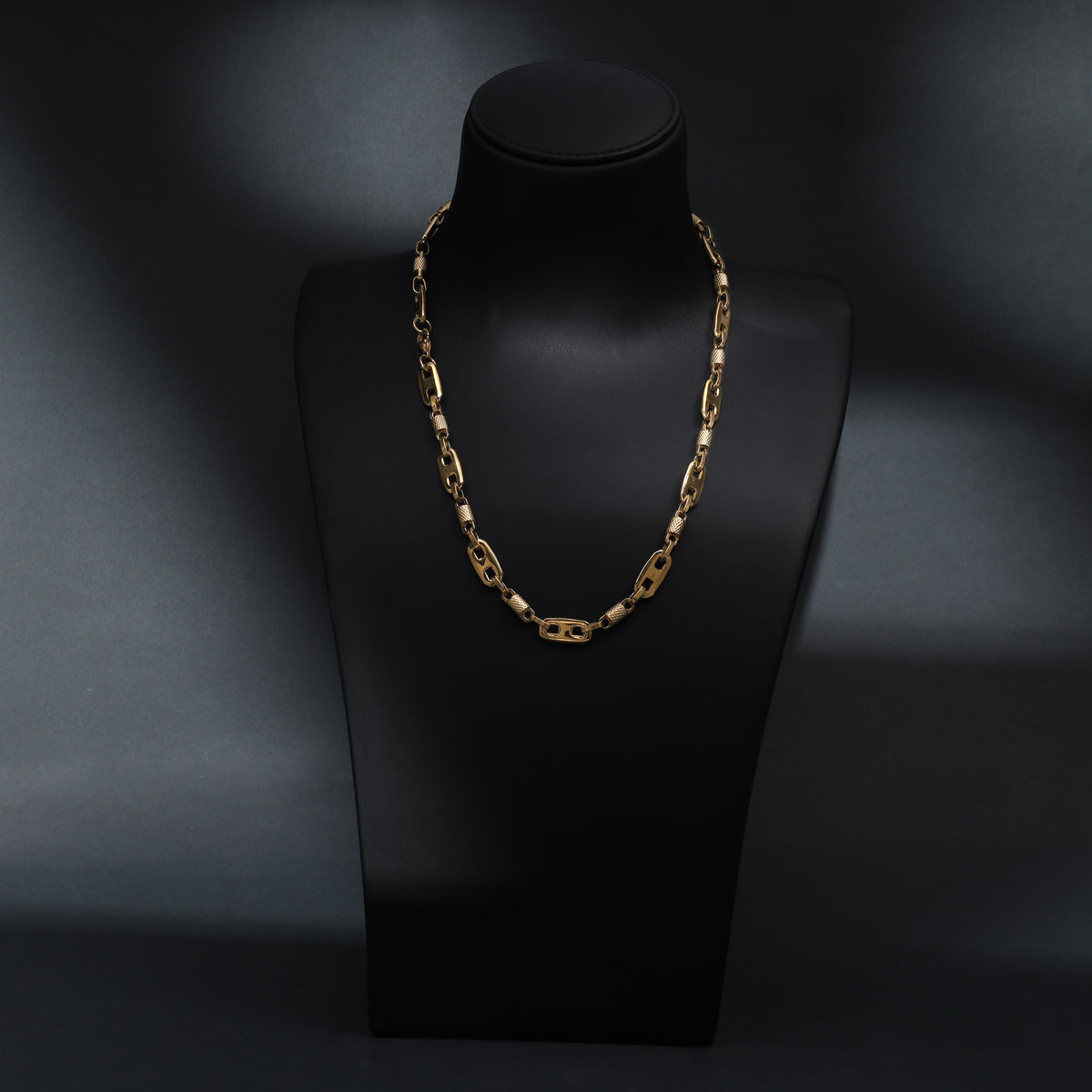 9,5mm Plattenkette + Montecarlo Kette 60cm aus Edelstahl 18K Vergoldet - Taipan Schmuck