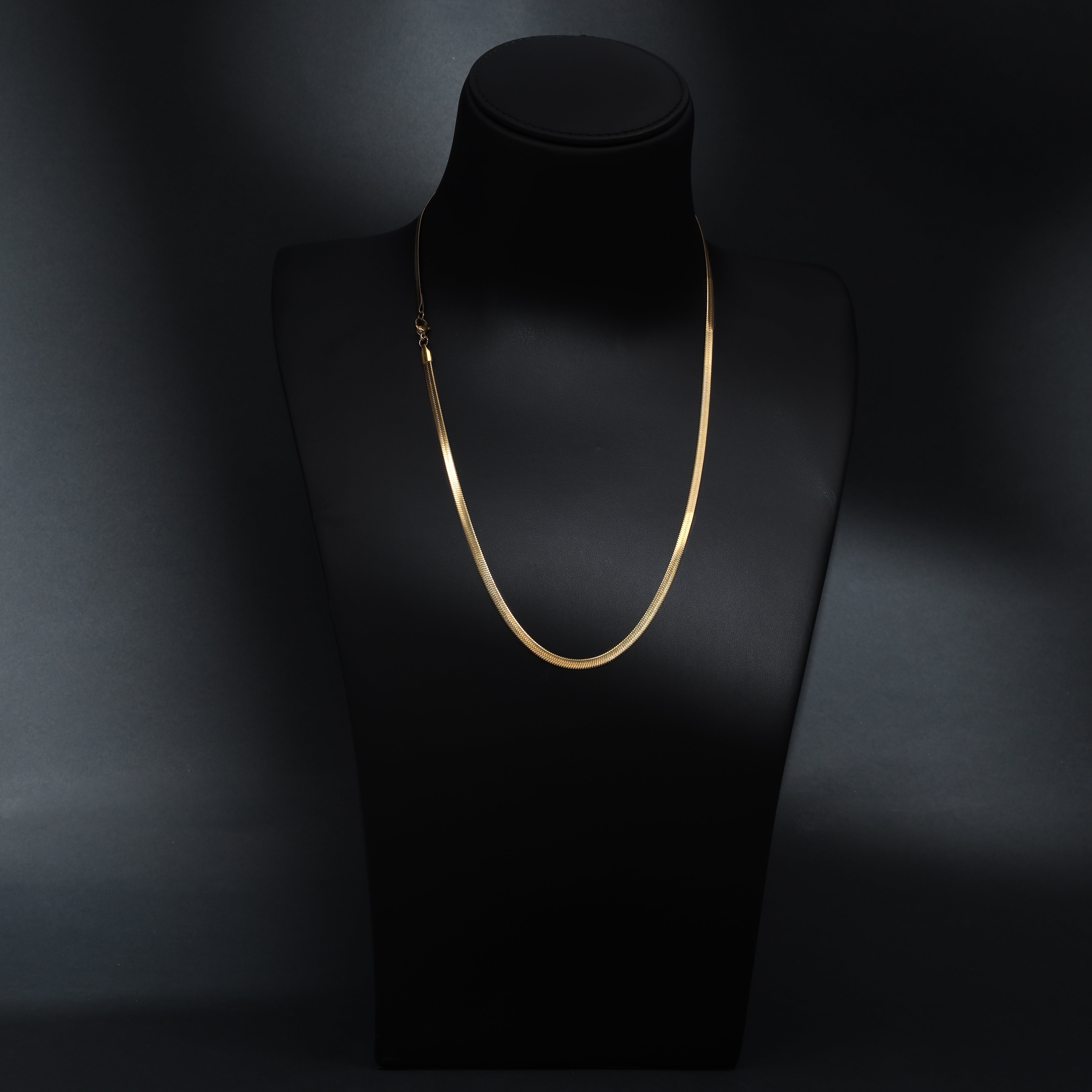 3mm Fischgrätenkette Herringbone aus Edelstahl 18K Vergoldet - Taipan Schmuck