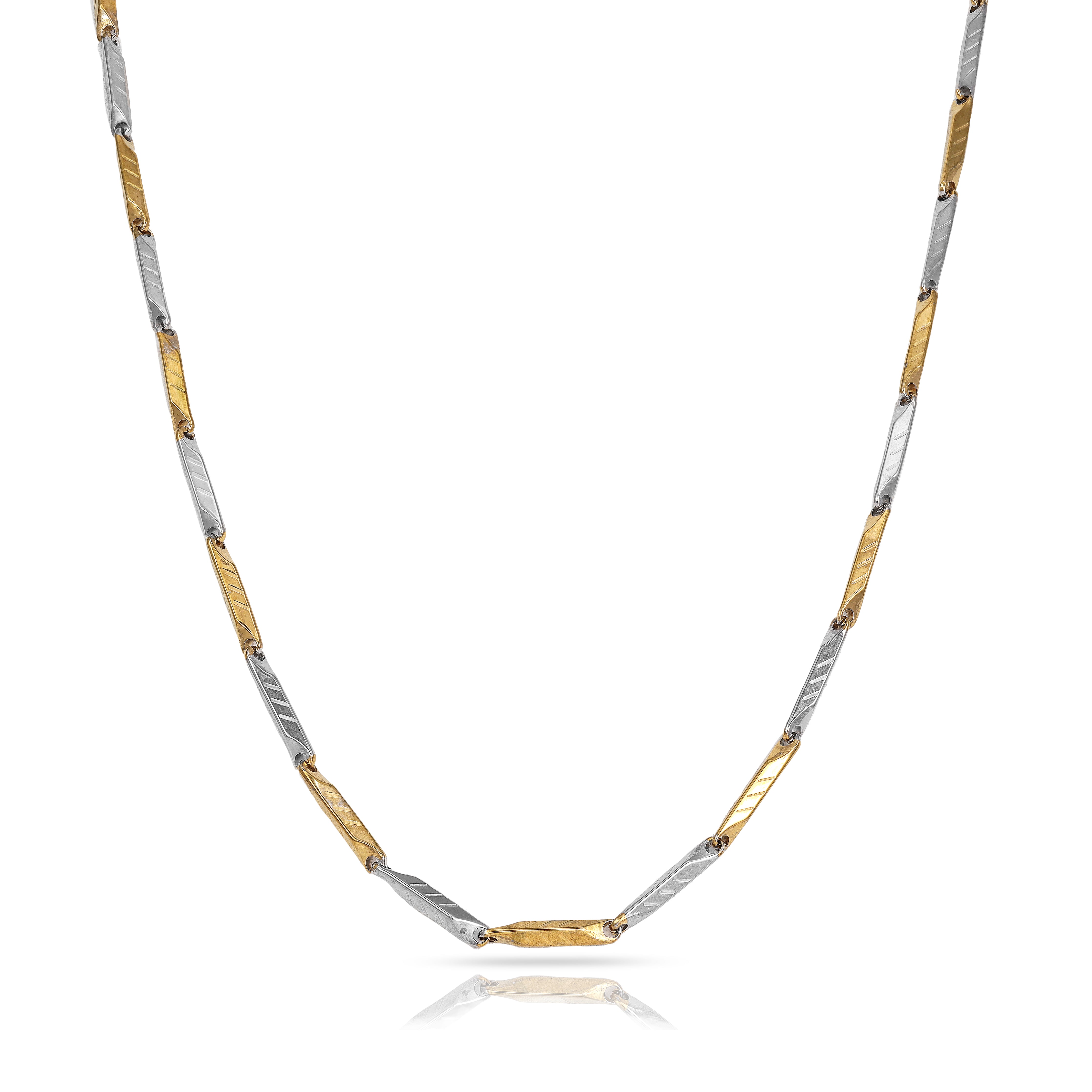 2.5mm bicolor bullet chain made of stainless steel 18K gold plated