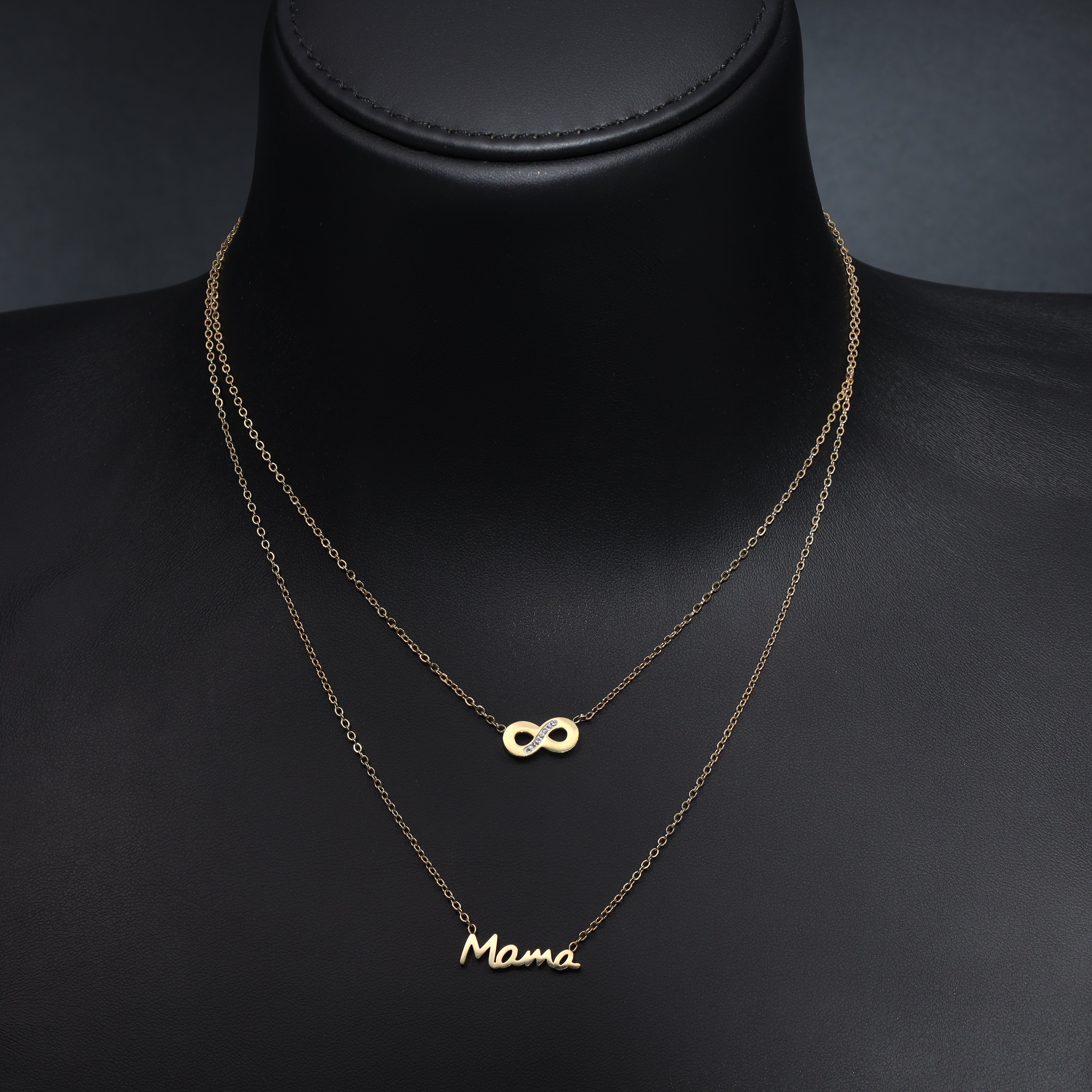 Ladies necklace with Mama pendant made of stainless steel 14K gold plated