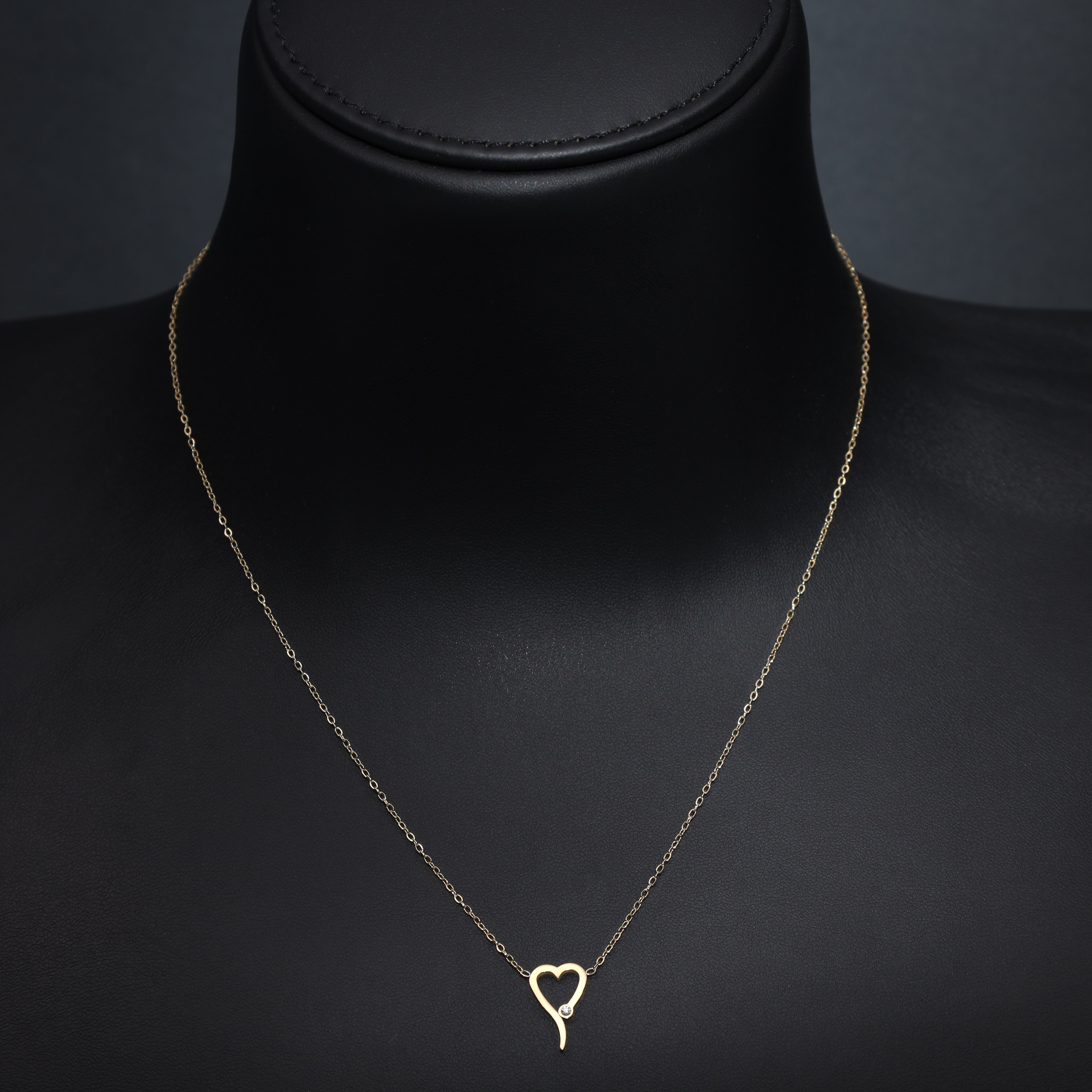 Ladies necklace with heart pendant made of stainless steel 14K gold plated 