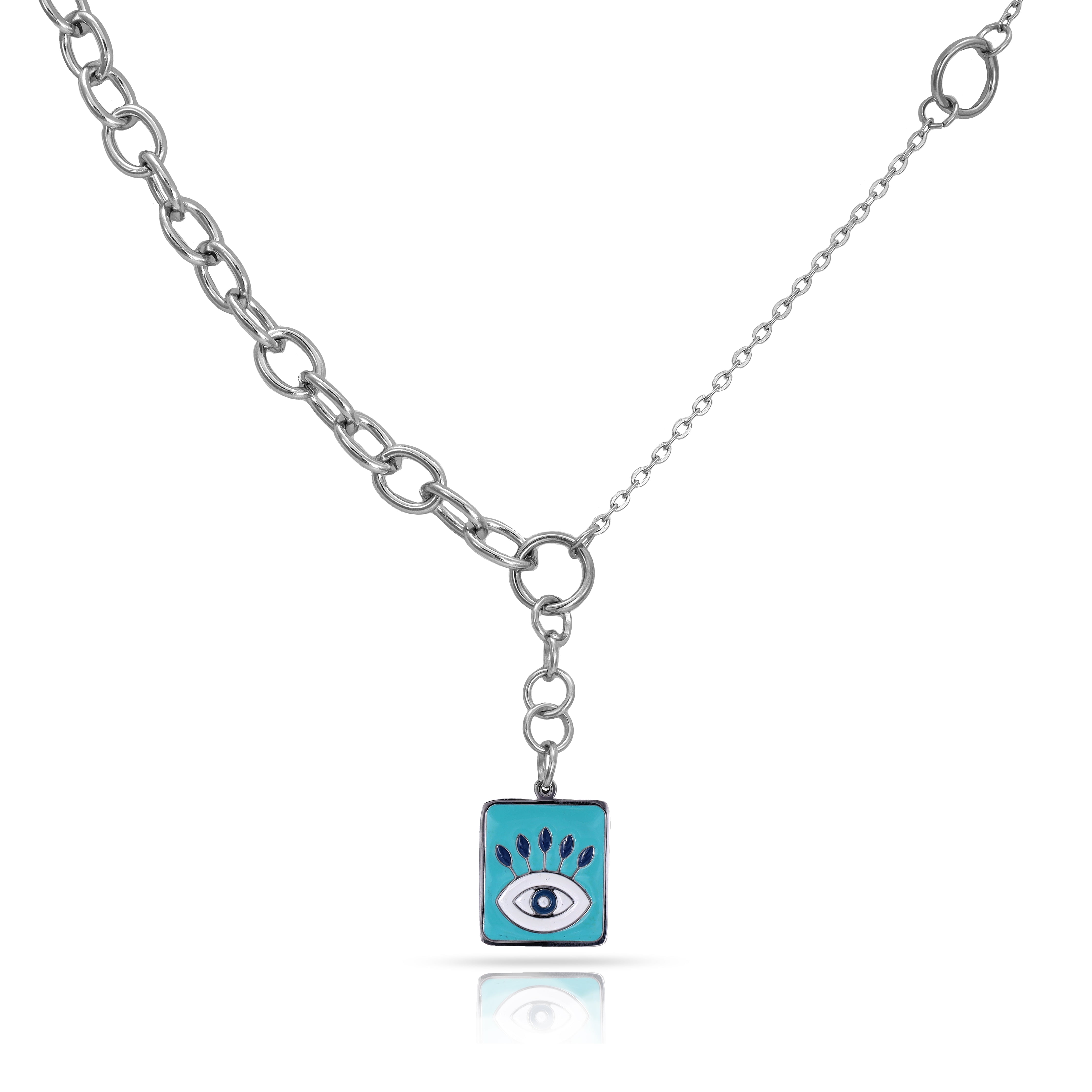 Ladies necklace with Evil Eye pendant made of stainless steel 