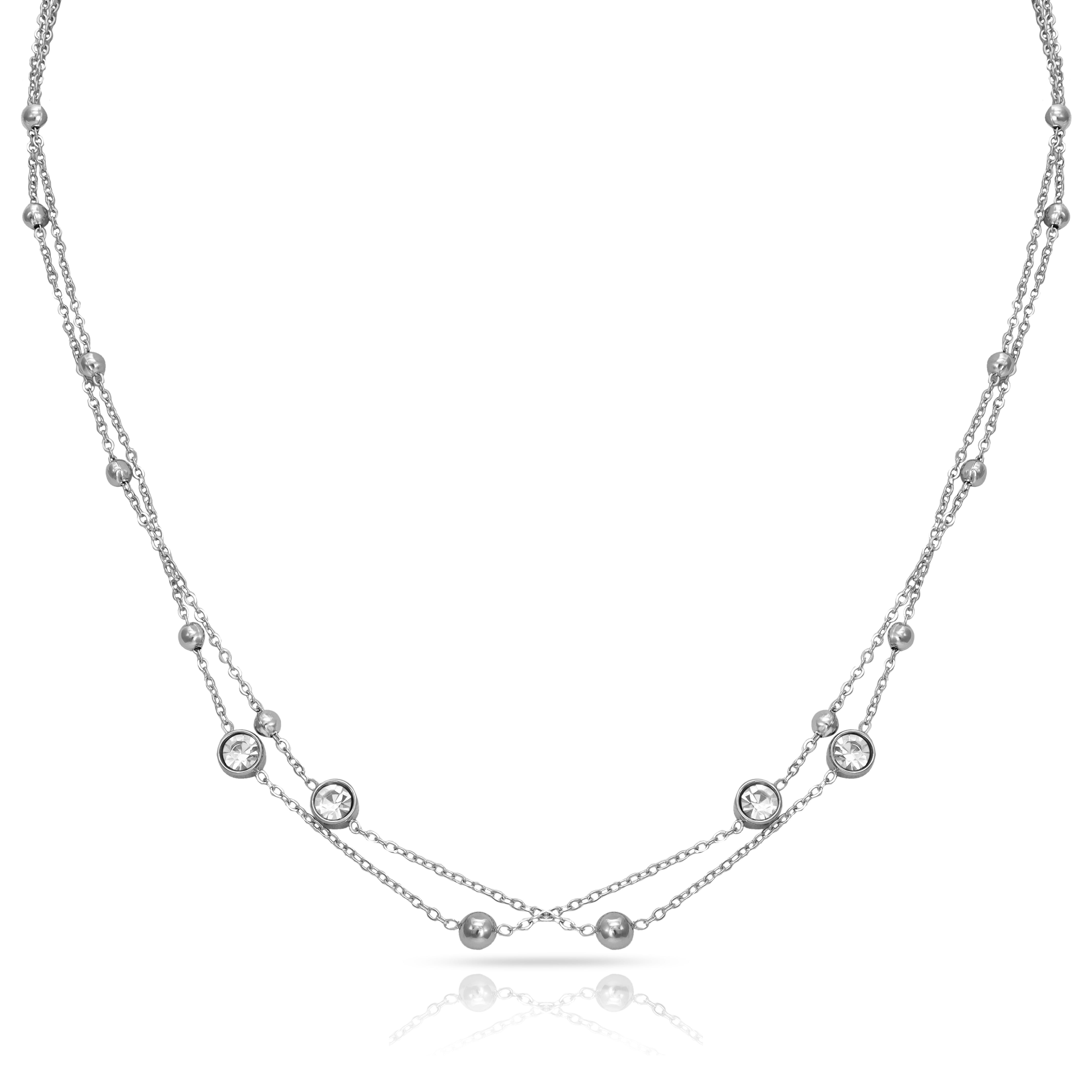 Fine Diamond ladies necklace made of stainless steel