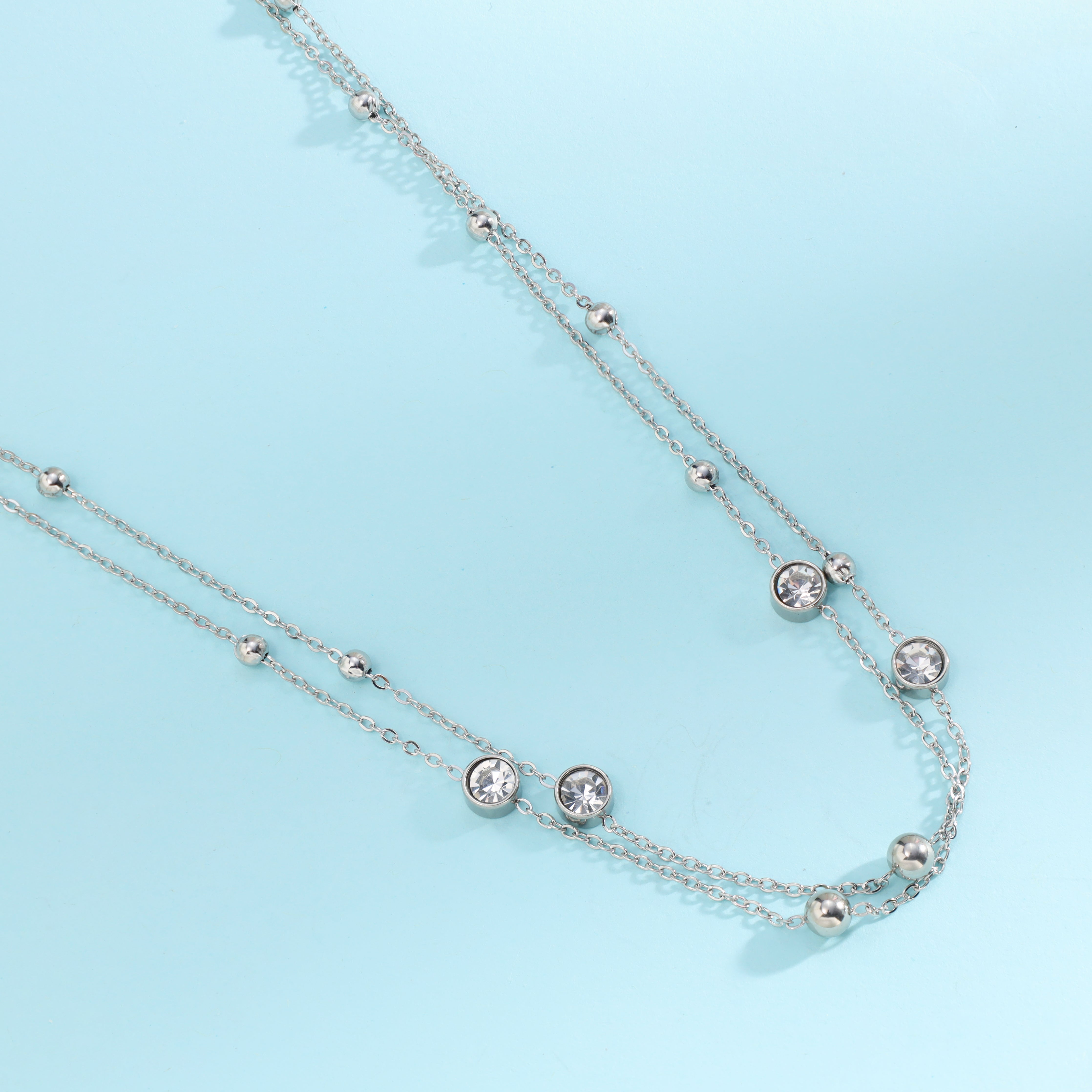 Fine Diamond ladies necklace made of stainless steel