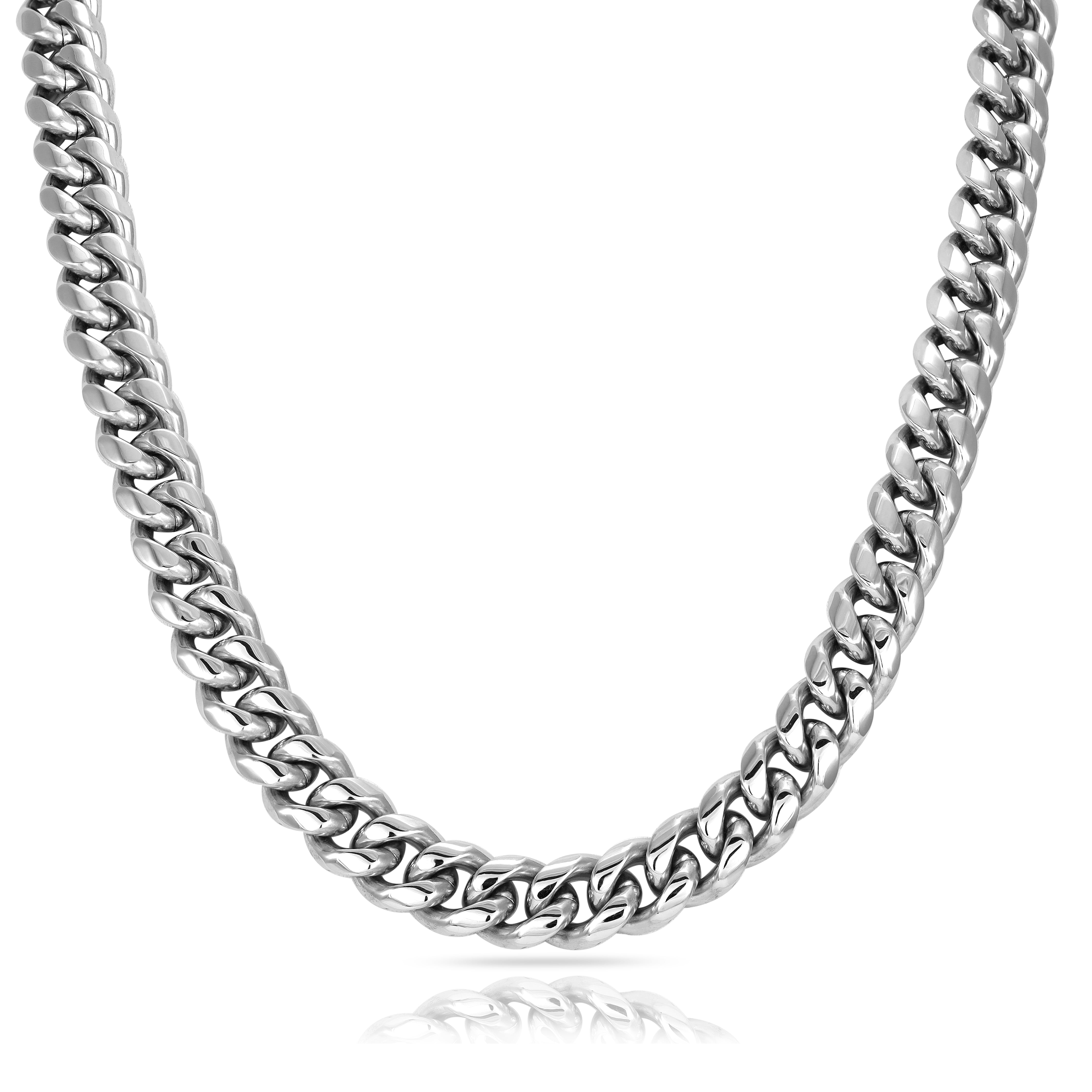 Set - Kette + Armband 12mm Miami Cuban Link Panzerkette aus Edelstahl