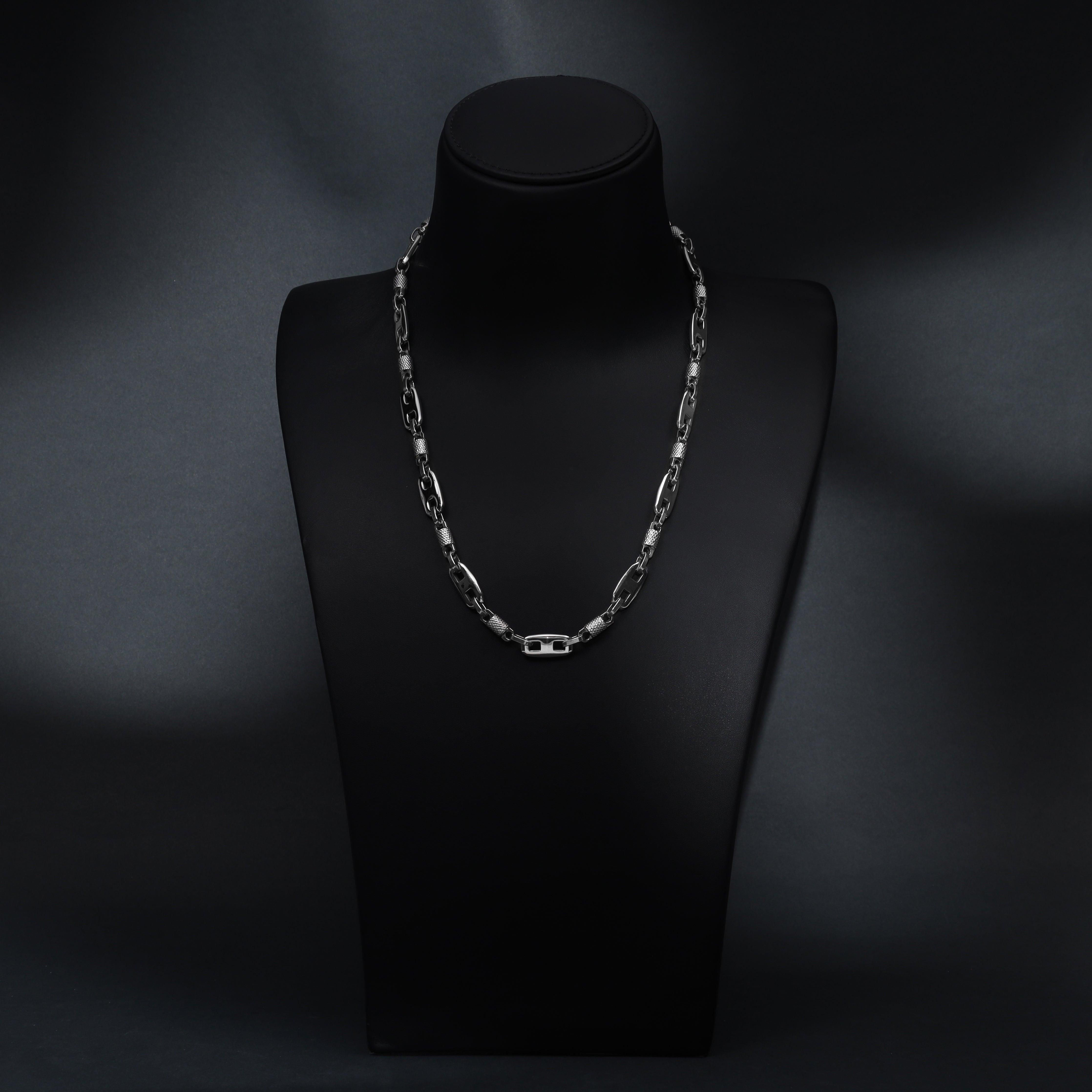 9,5mm Plattenkette + Montecarlo Kette 60cm aus Edelstahl - Taipan Schmuck