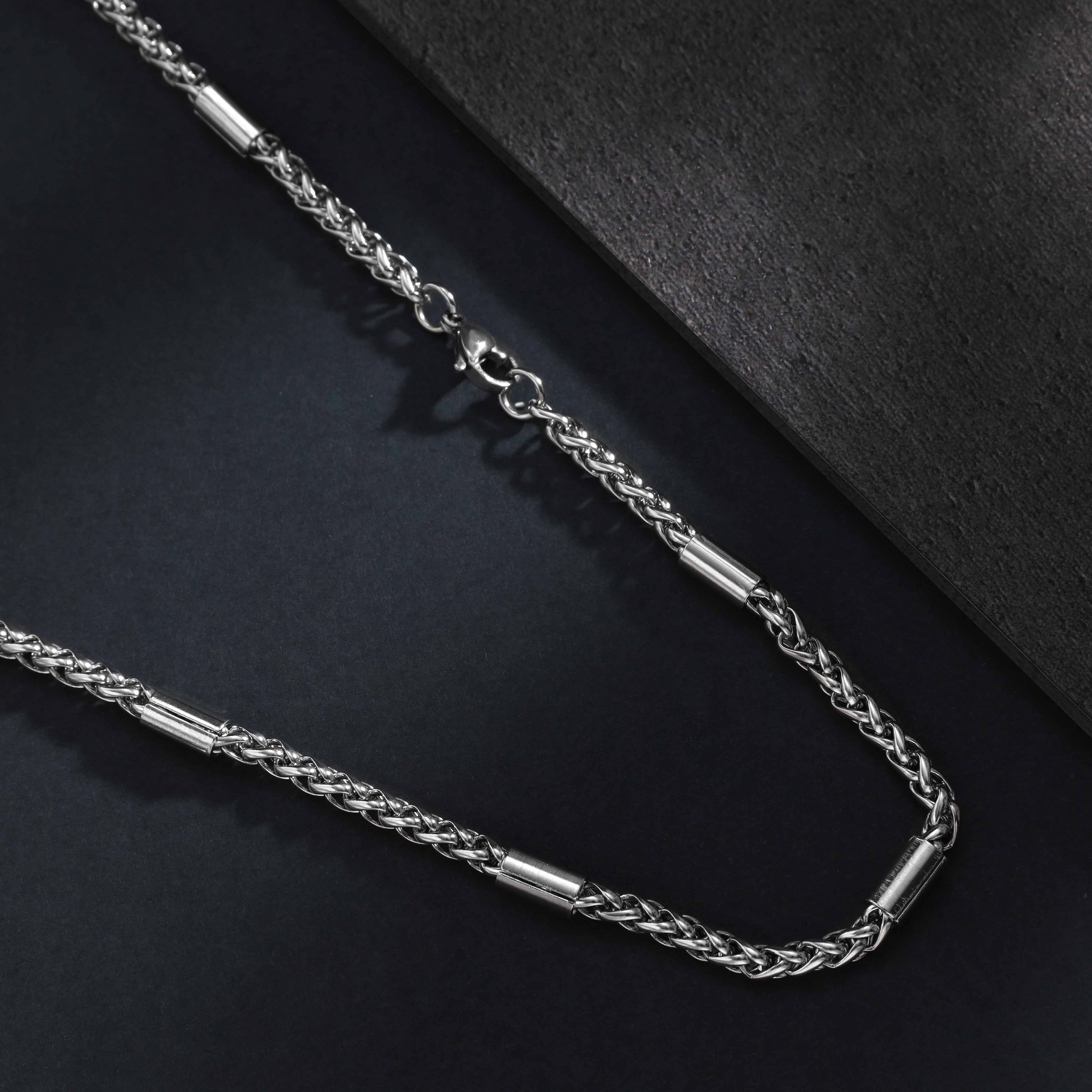 Braided chain + bullet chain 5mm wide 60cm made of stainless steel 