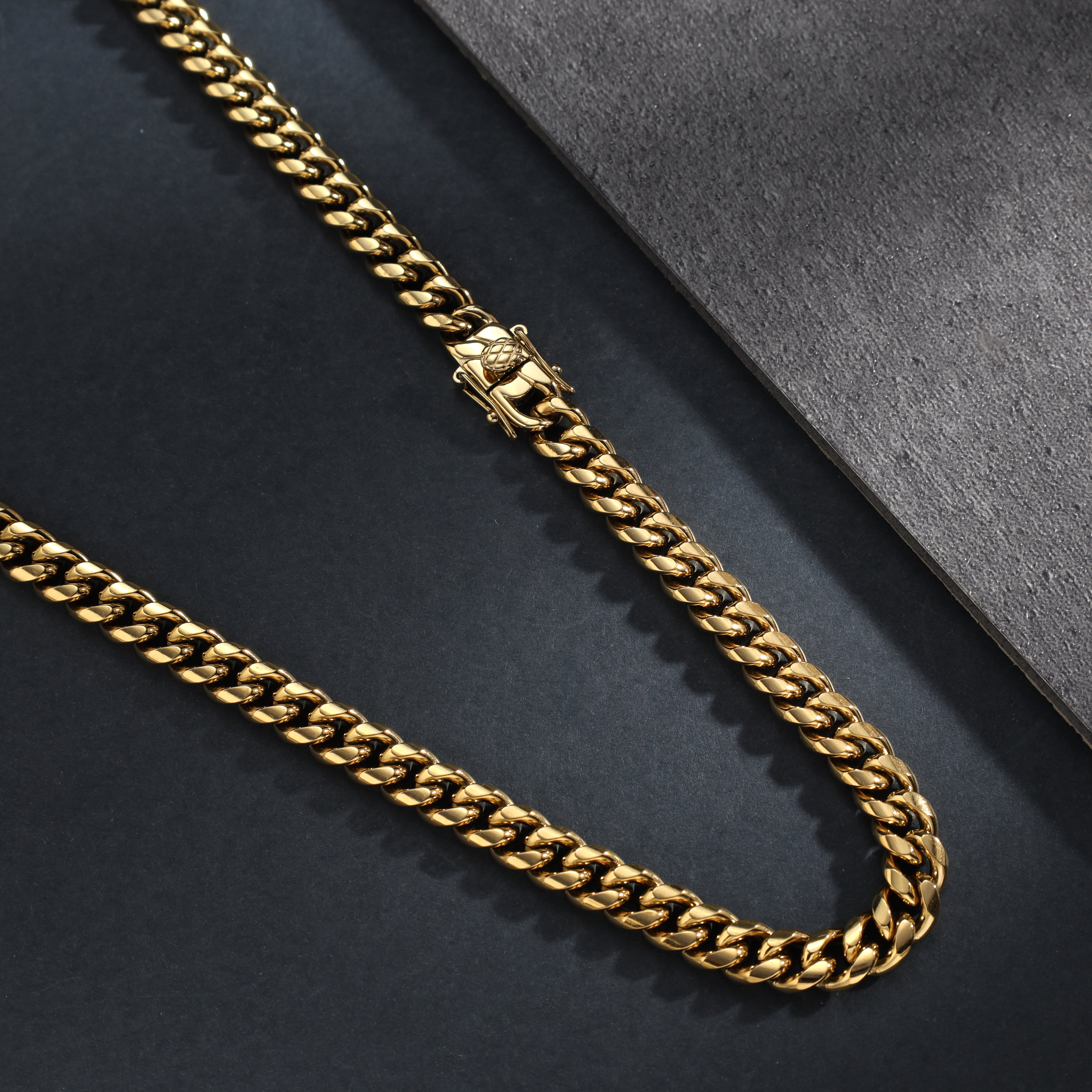 8mm Miami Cuban link aus Edelstahl 18K vergoldet