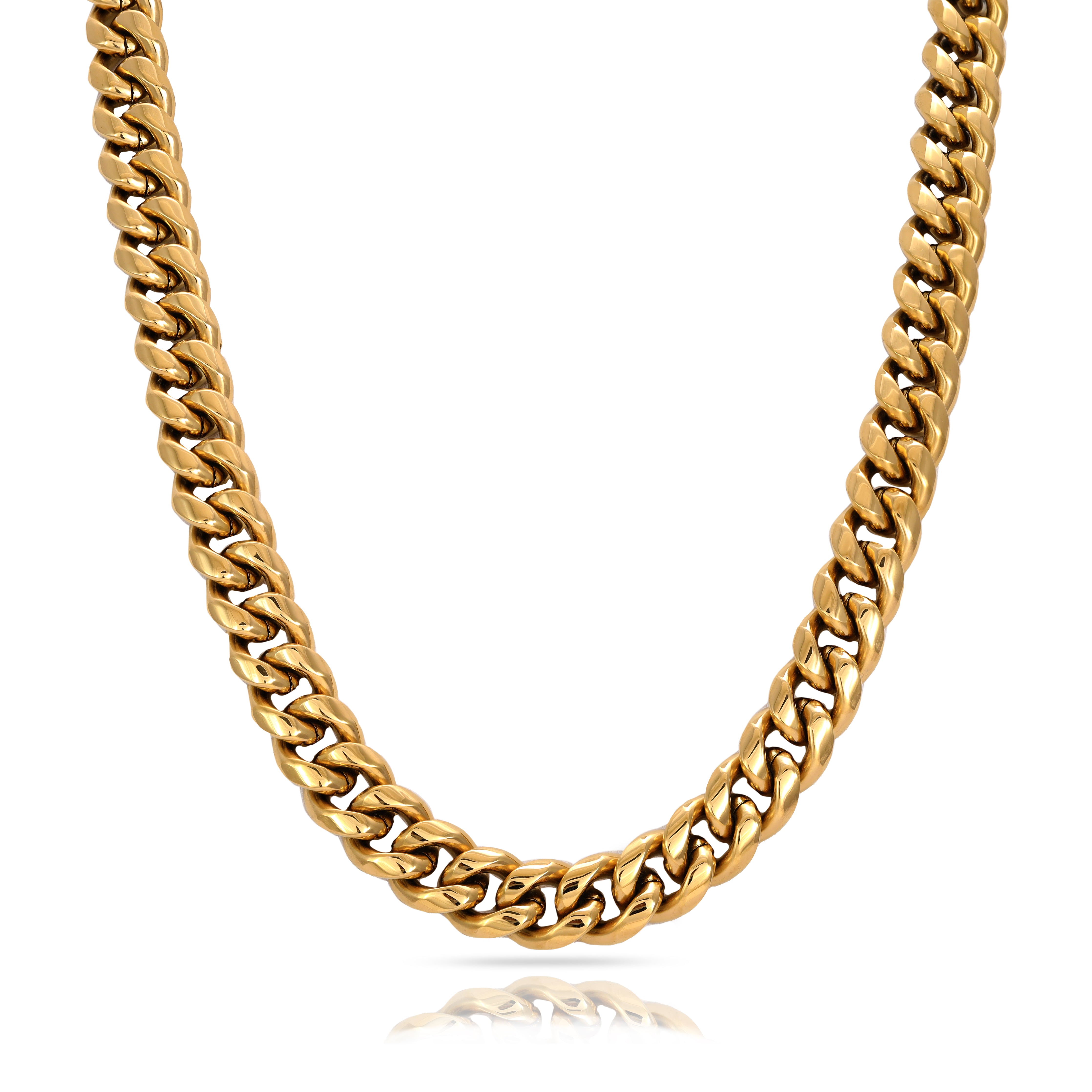 12mm Miami Cuban link made of stainless steel 18K gold plated 