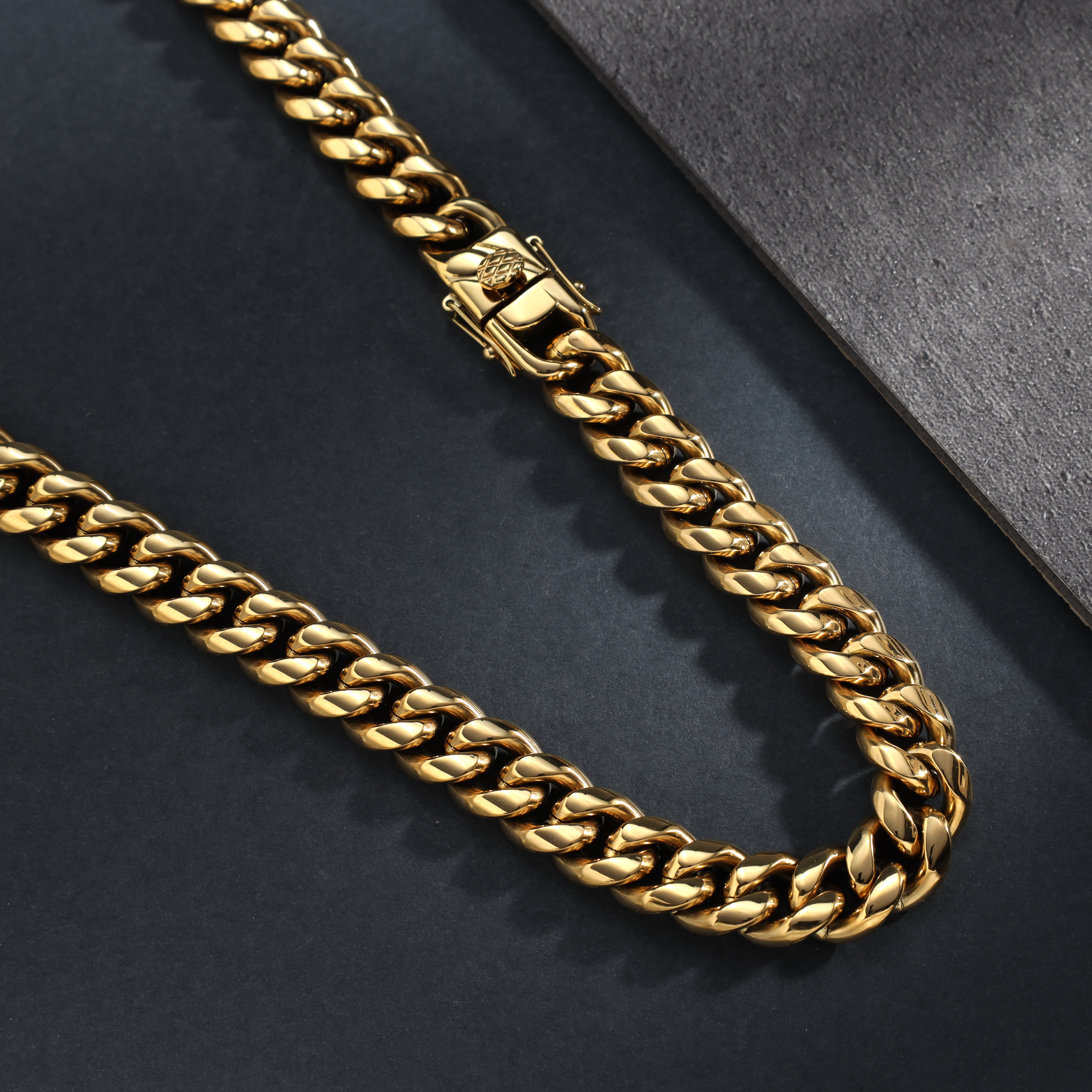 12mm Miami Cuban link made of stainless steel 18K gold plated 