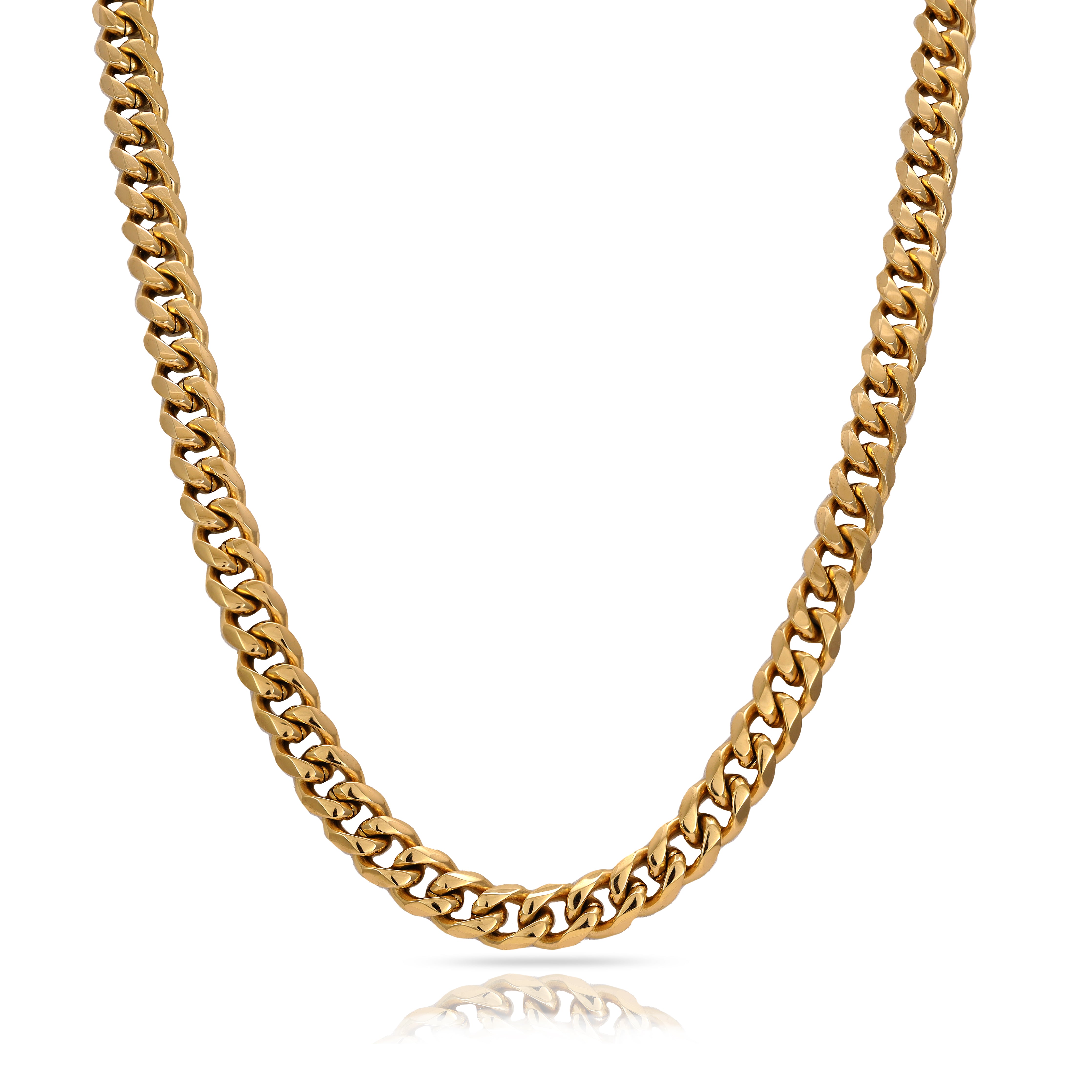 9mm Cuban Link Curb Chain made of stainless steel 18K gold plated 