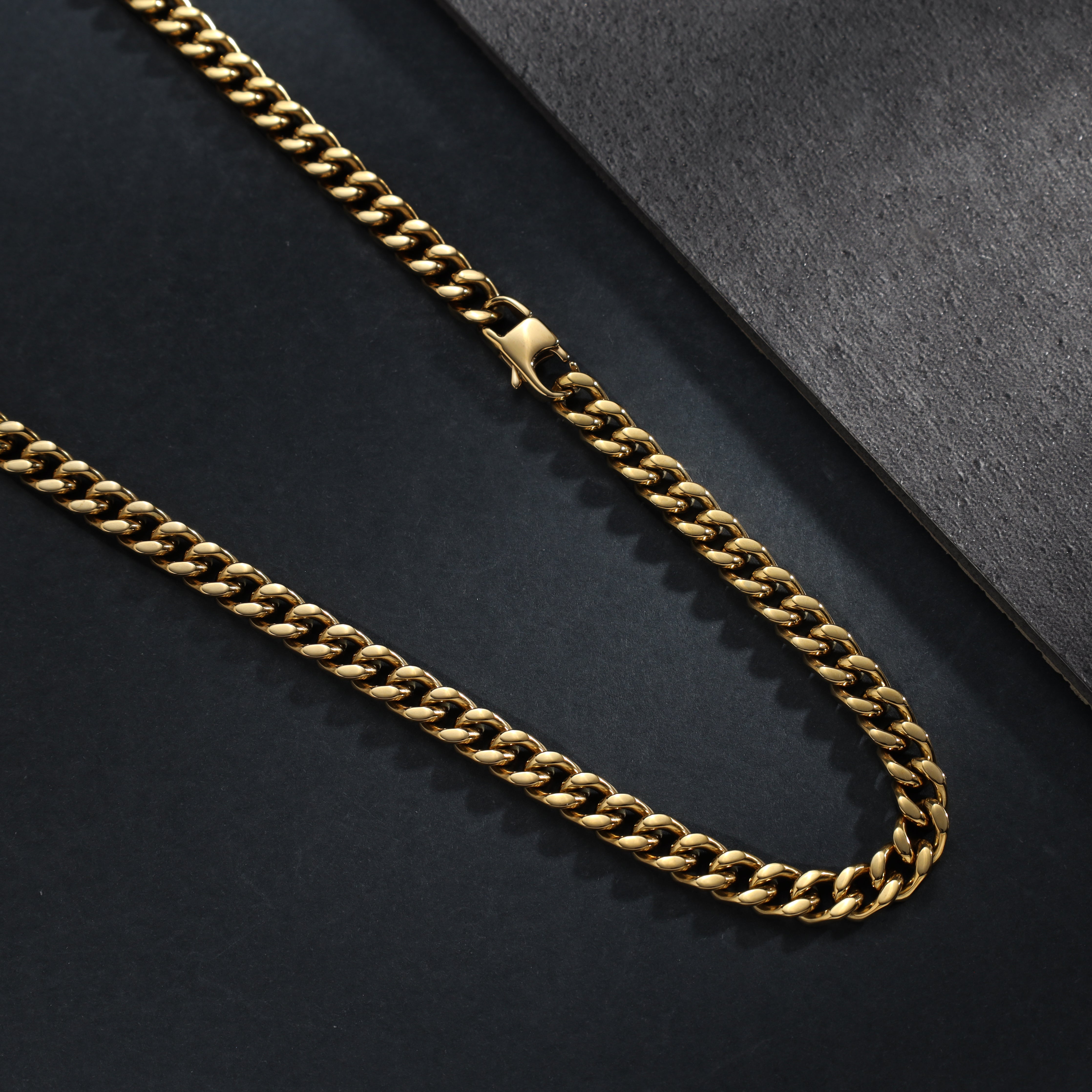 6mm Cuban Link aus Edelstahl 18K vergoldet