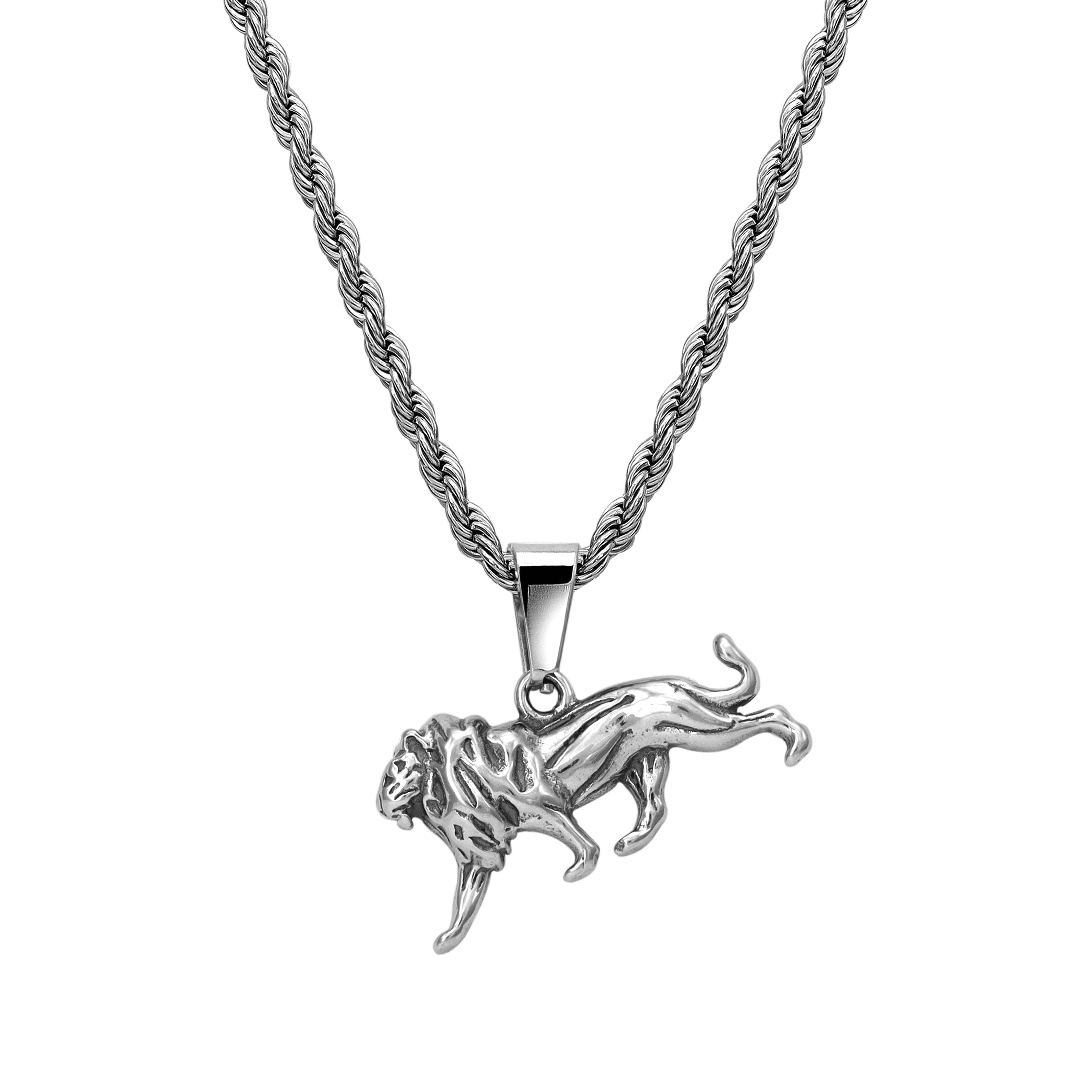 Rope Chain with Lion Pendant made of stainless steel 