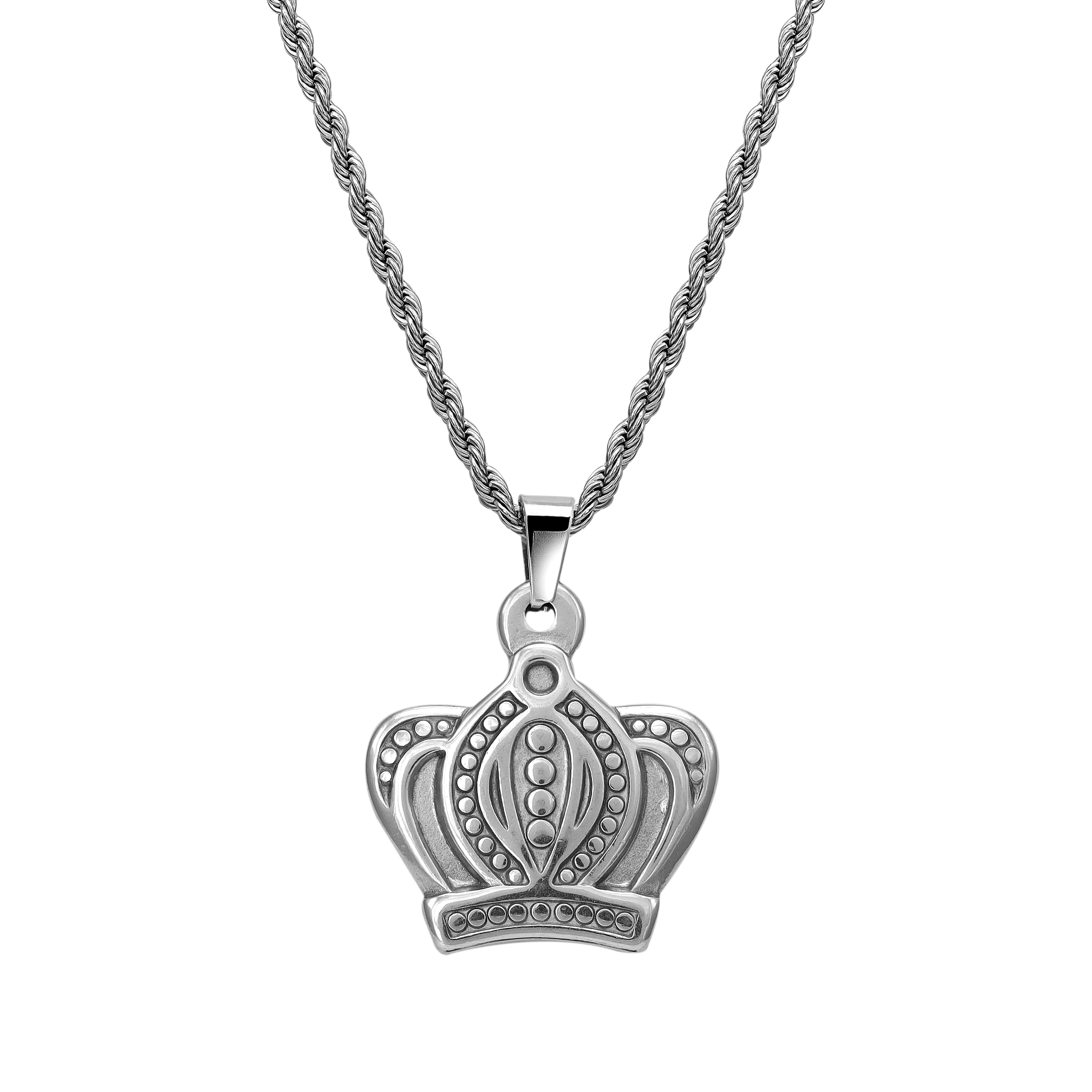 Rope Chain with crown pendant made of stainless steel 