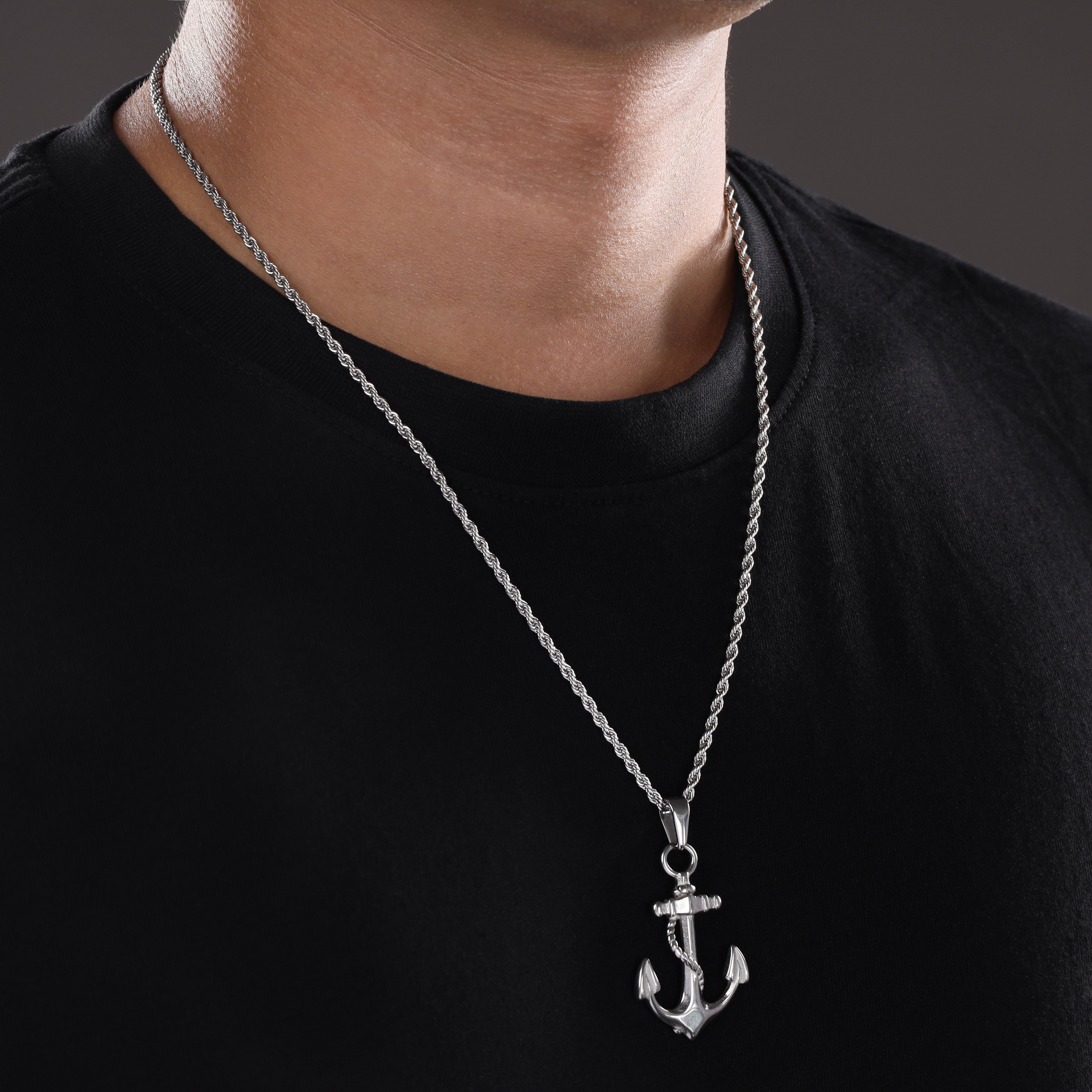 Rope Chain with anchor pendant made of stainless steel 