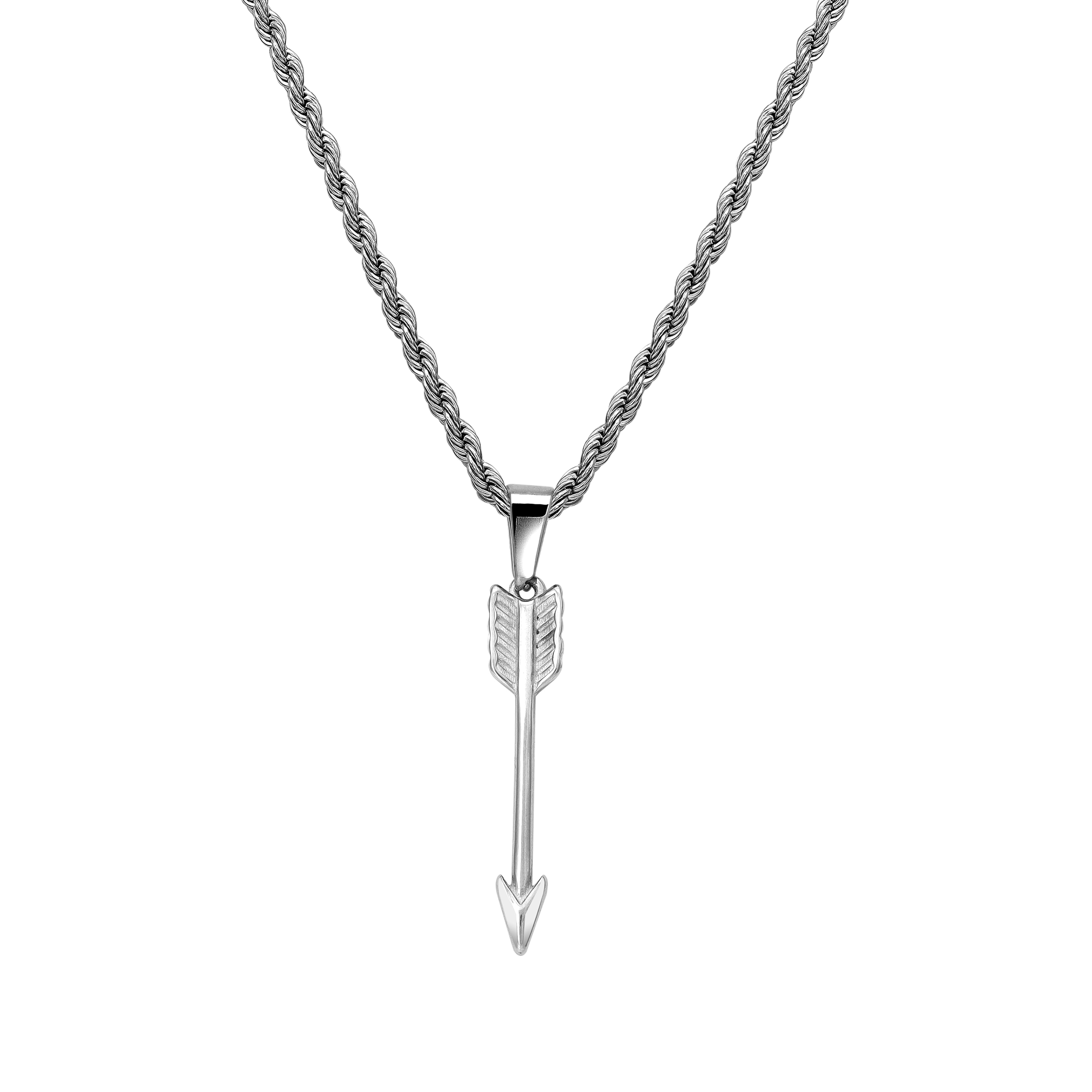 Cord necklace with arrow pendant made of stainless steel 