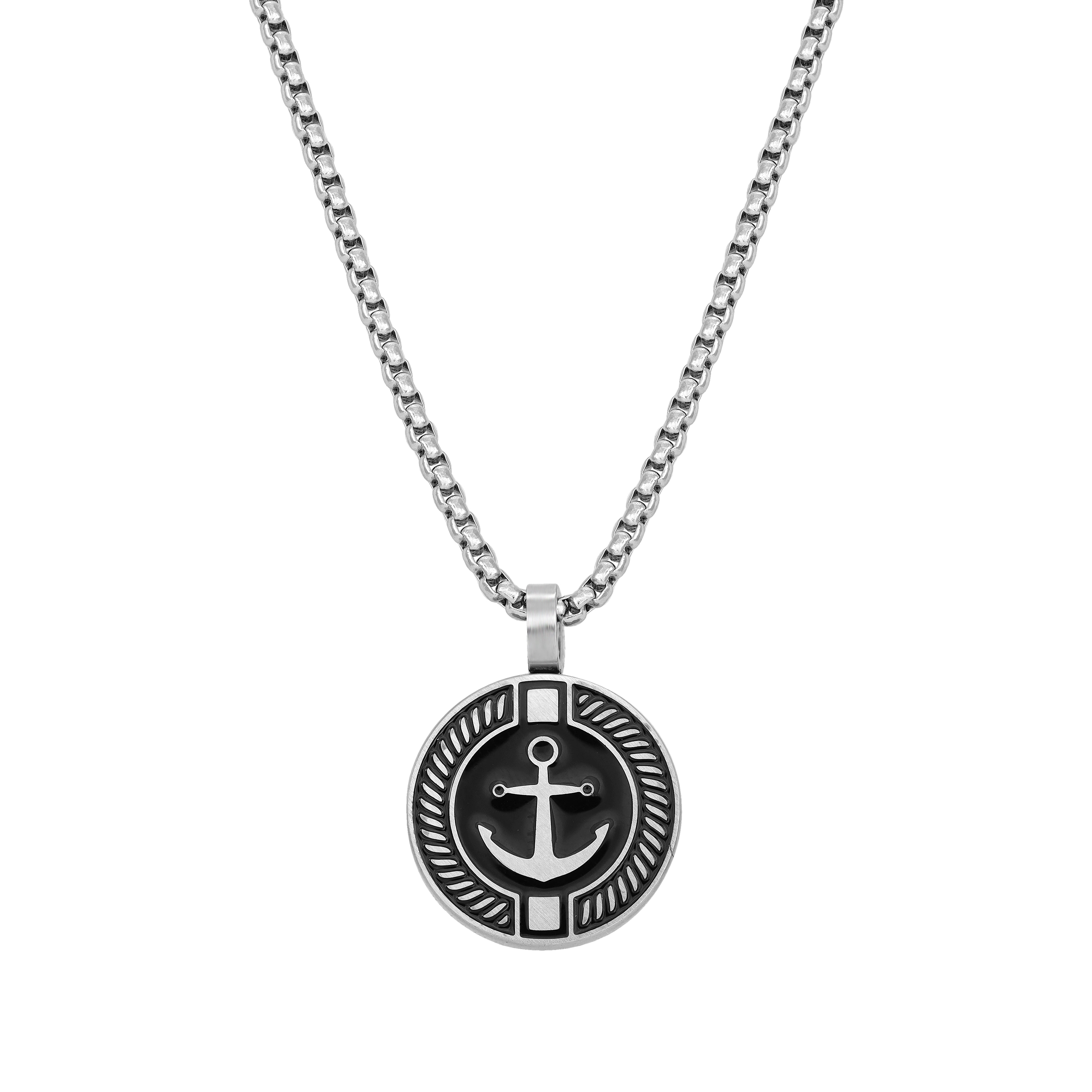 Box chain with anchor pendant made of stainless steel 