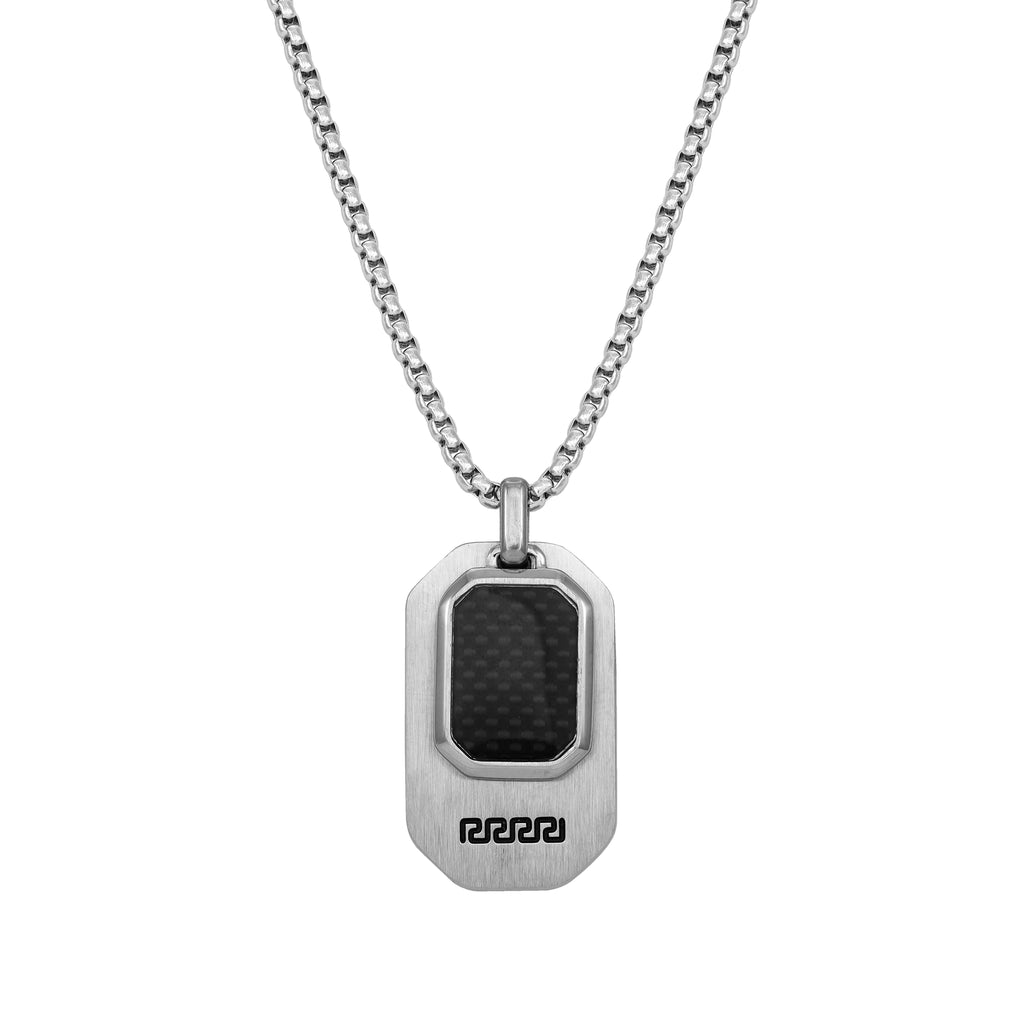 Box Chain Kette 2mm mit gebürstetem Dog Tag Anhänger aus Edelstahl – 60cm