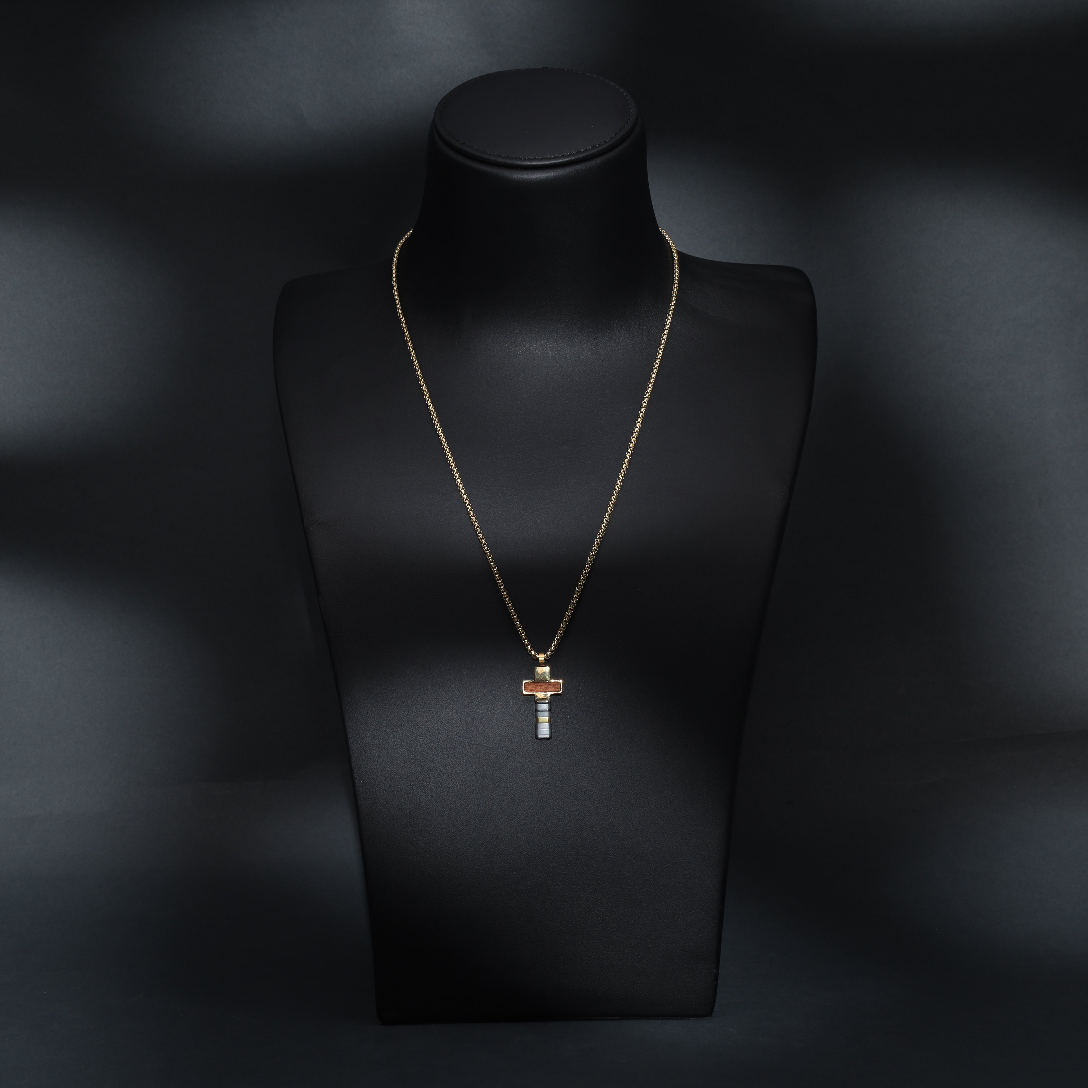 Box chain with pendant made of stainless steel 14K gold plated 