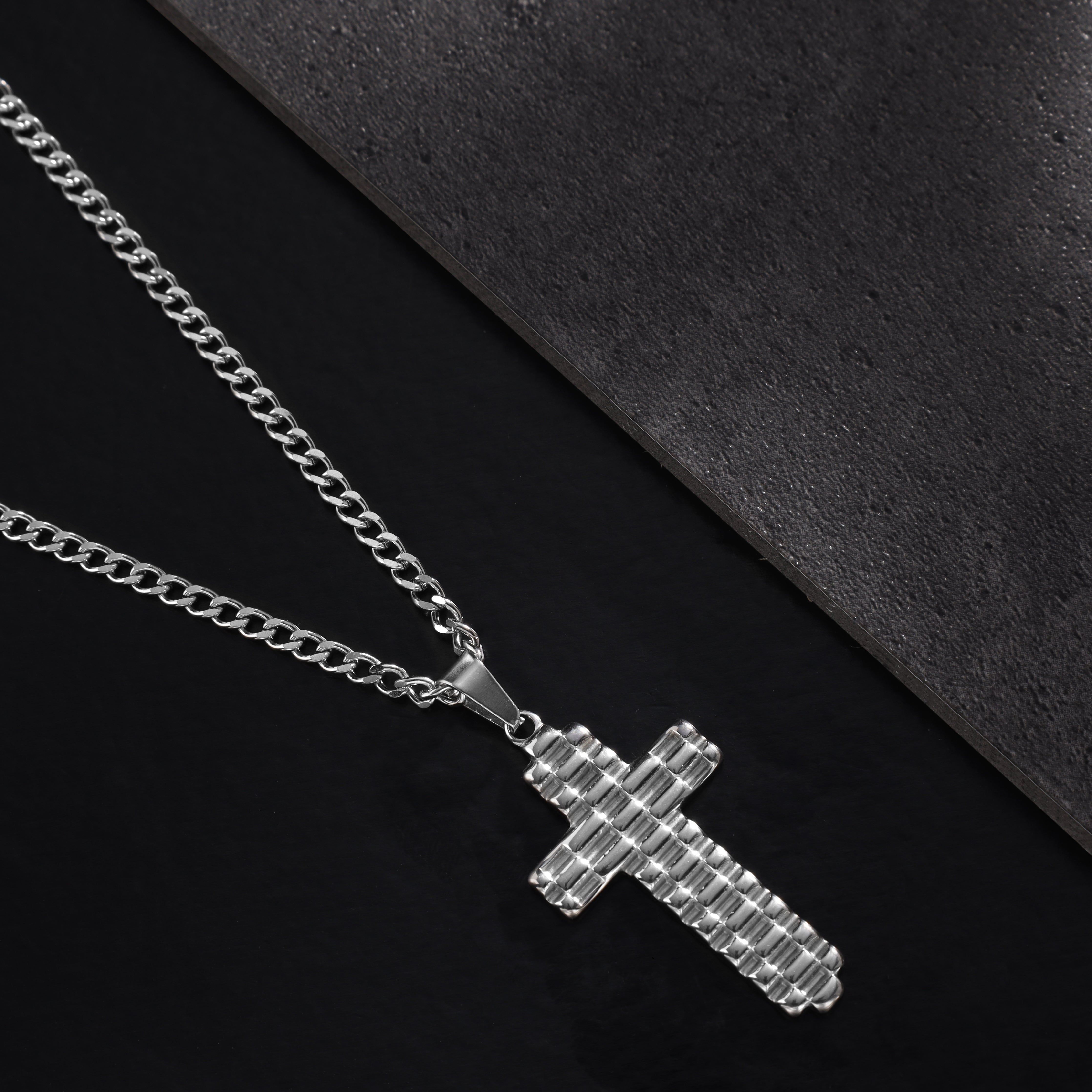 SET Kordelkette + Panzerkette mit Kreuz Anhänger aus Edelstahl