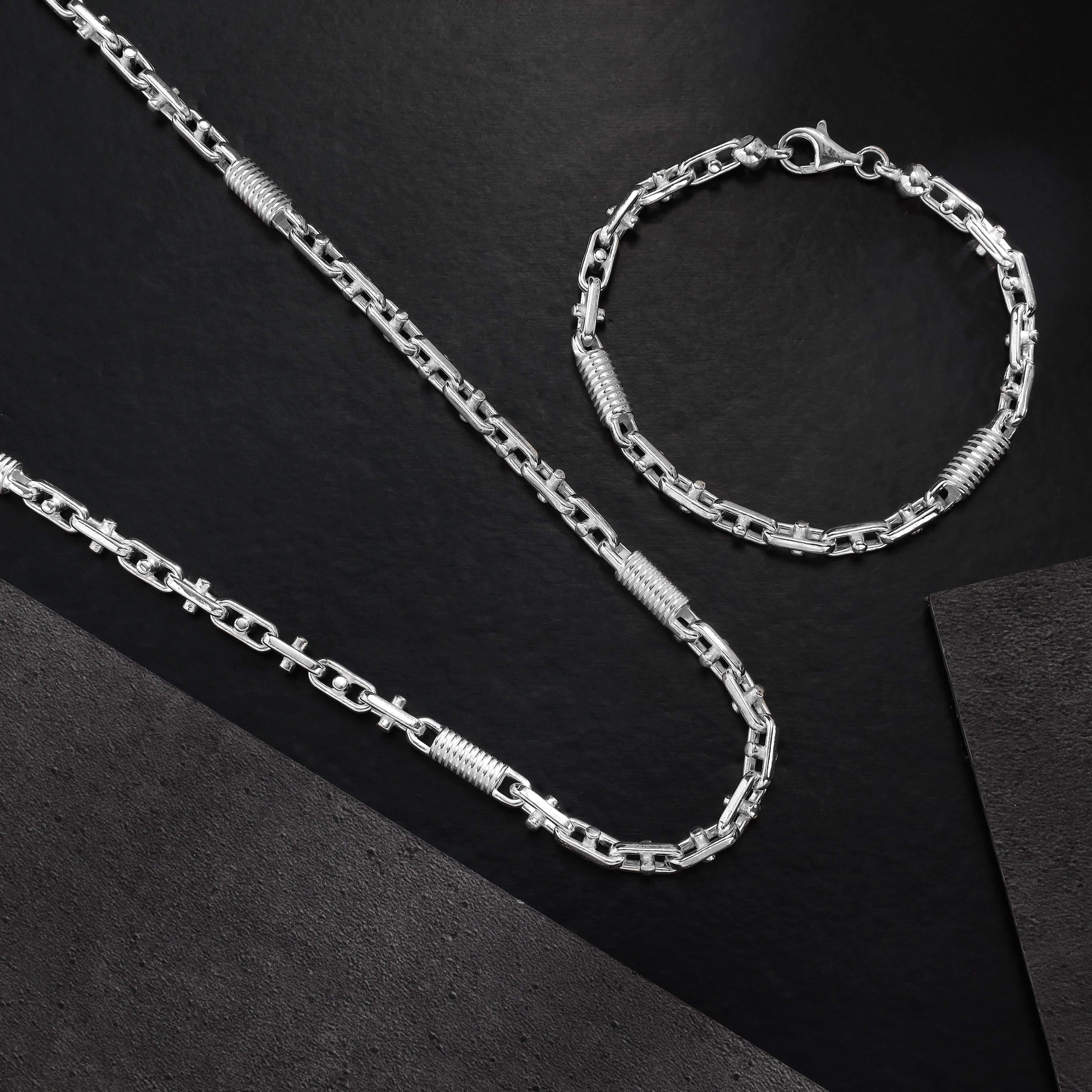 Set - 5mm Montecarlo chain made of 925 Sterling silver + Free bracelet