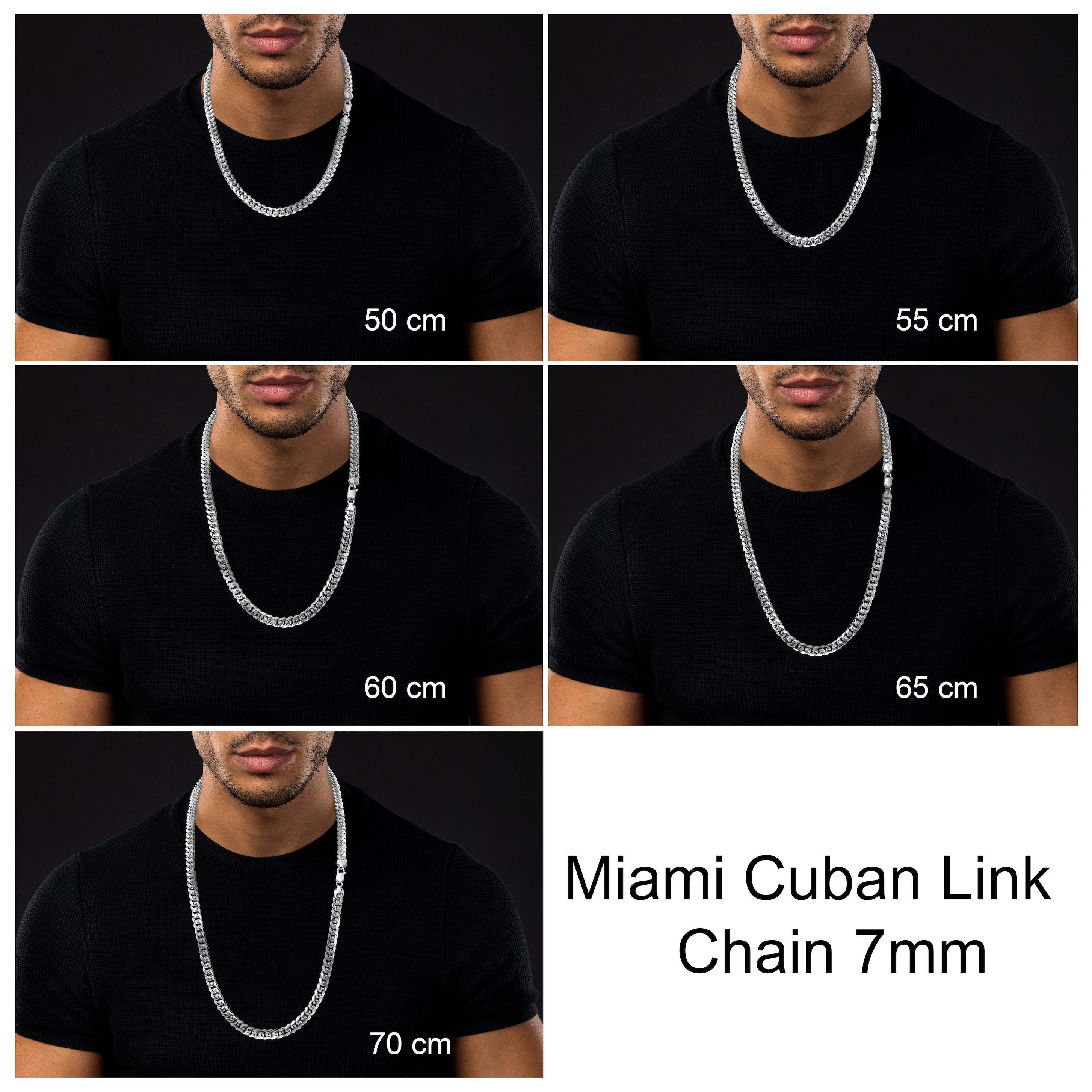 7mm Miami Cuban Link Chain 50/55/60/65/70cm lang aus 925 Sterlingsilber - Taipan Schmuck