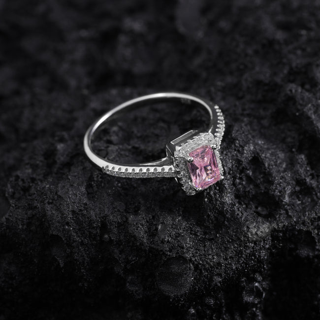 3. Bild von Damen pink Lady Cocktailring Zirkonia Silberring Größe 6-8 aus 925 Sterlingsilber