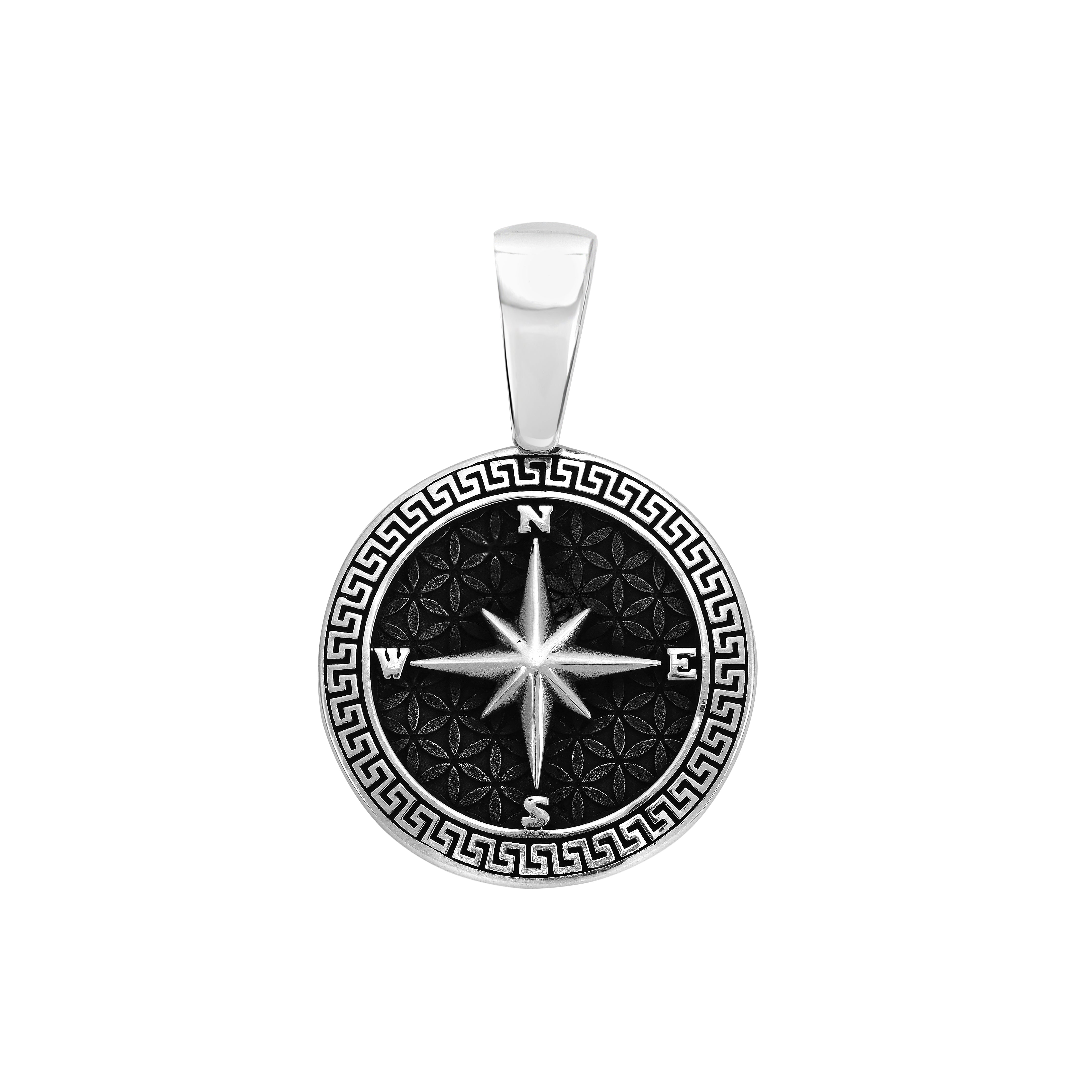 Compass pendant made of 925 sterling silver oxidized (PE463) "Oriental Dream" 