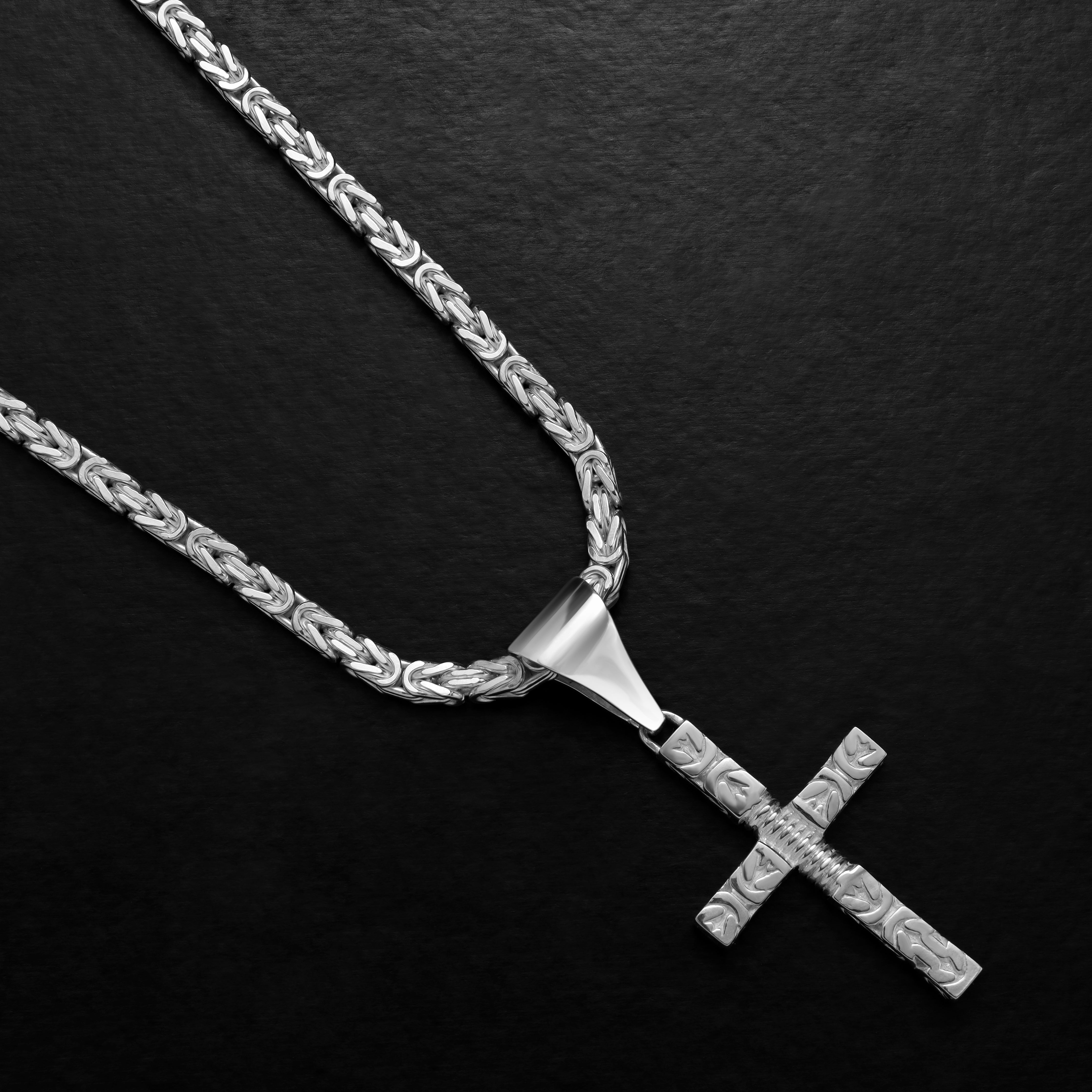Königskette Kreuz Anhänger aus 925 Sterling Silber Made in Italy (PE52) - Taipan Schmuck